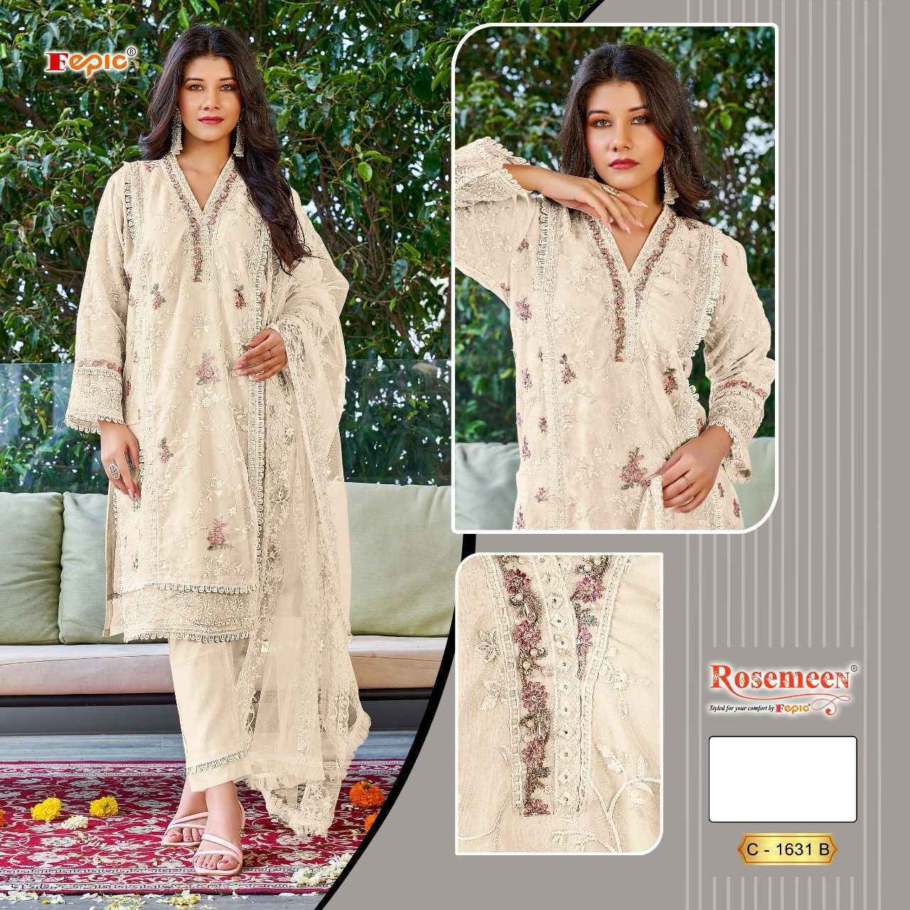 FEPIC ROSEMEEN C 1631B ORGANZA PAKISTANI SUITS