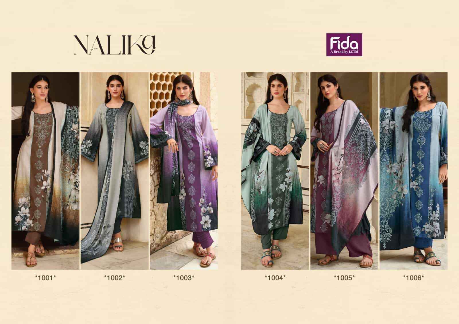 Fida Nalika Pashmina Dress Material 6 pcs Catalogue - Surat Wholesale Market