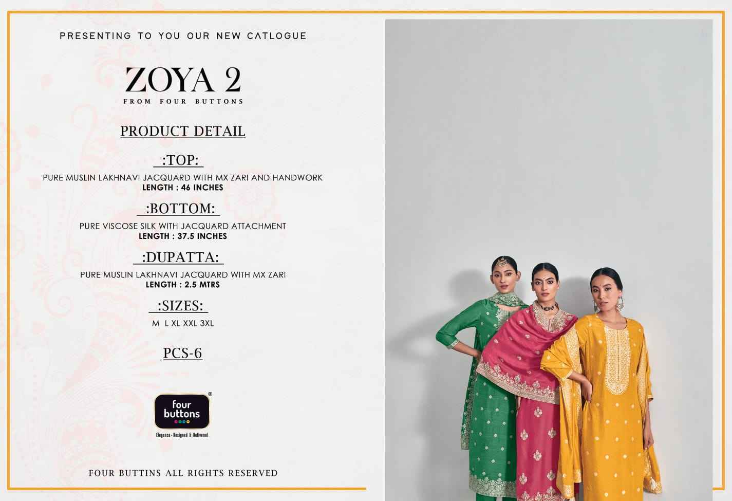 Four Buttons Zoya Vol 2 Readymade Suits - Surat Wholesale Market