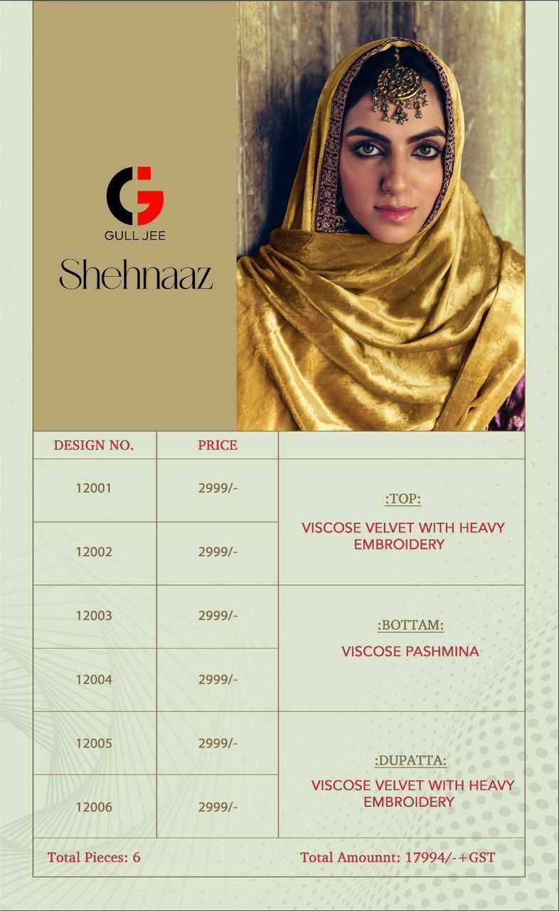 Gull Jee Shehnaaz Velvet Dress Material 6 pcs Catalogue - Surat Wholesale Market