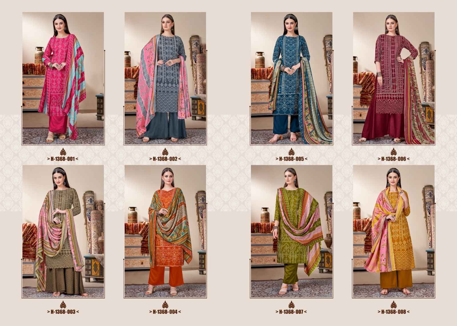 Harshit Fashion Hub Panghat Pashmina Dress Material 8 pcs Catalogue - Surat Wholesale Market