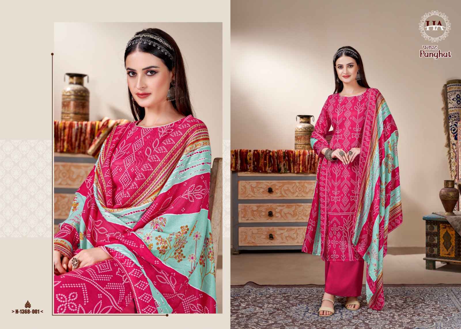 Harshit Fashion Hub Panghat Pashmina Dress Material 8 pcs Catalogue - Surat Wholesale Market