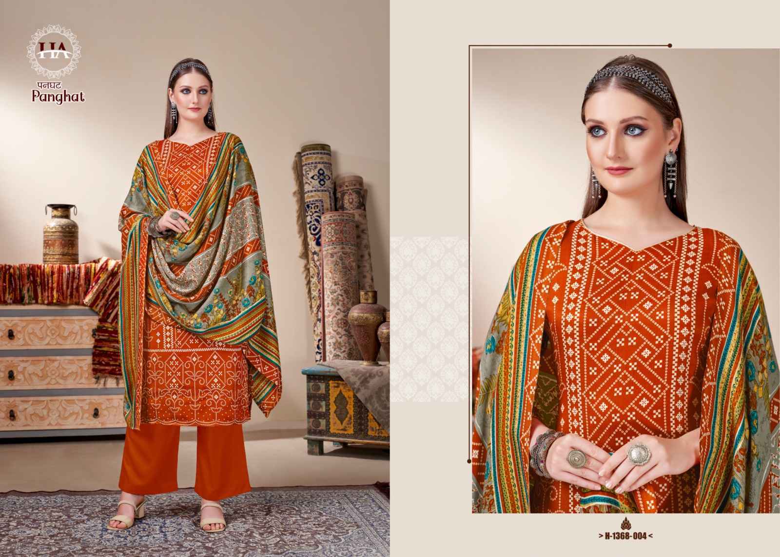 Harshit Fashion Hub Panghat Pashmina Dress Material 8 pcs Catalogue - Surat Wholesale Market