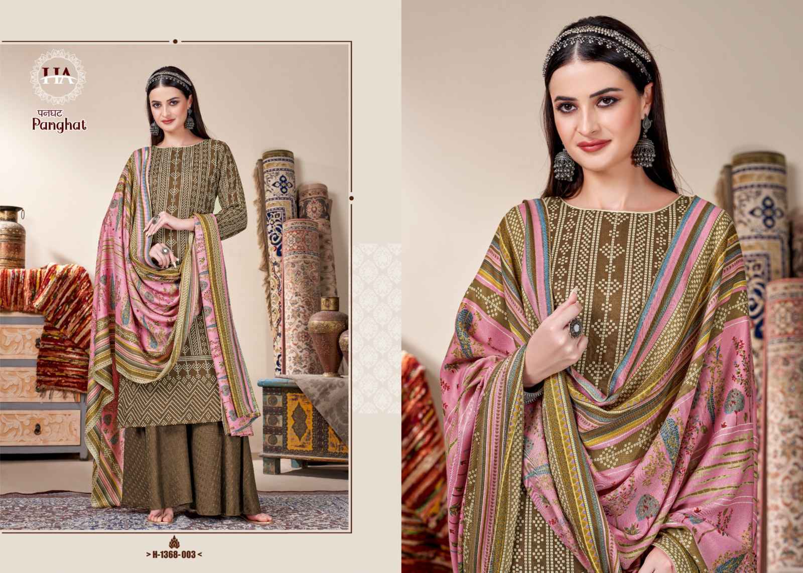 Harshit Fashion Hub Panghat Pashmina Dress Material 8 pcs Catalogue - Surat Wholesale Market