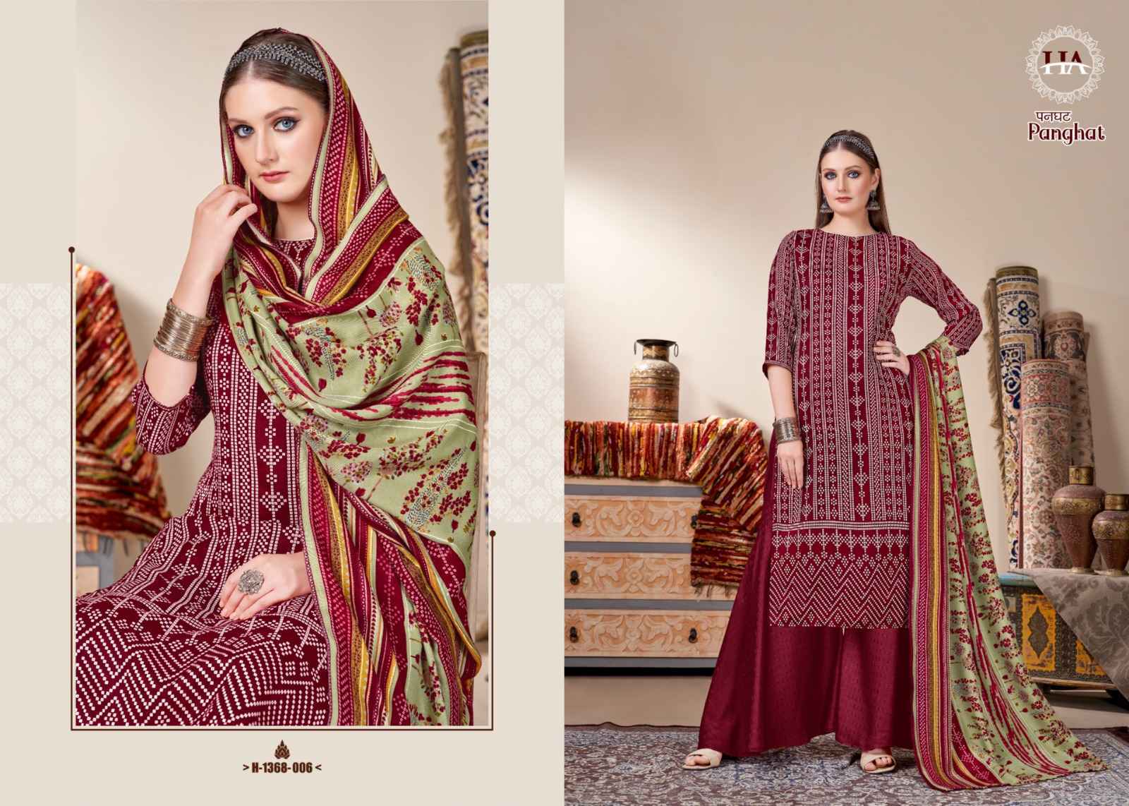 Harshit Fashion Hub Panghat Pashmina Dress Material 8 pcs Catalogue - Surat Wholesale Market