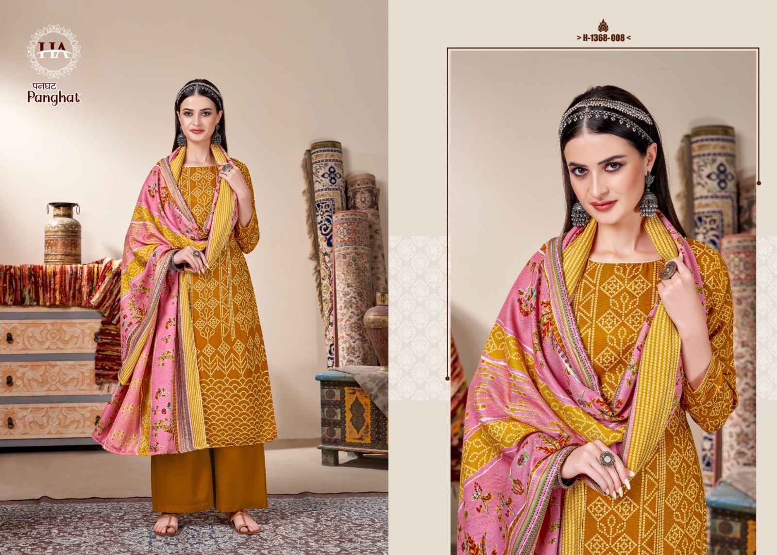 Harshit Fashion Hub Panghat Pashmina Dress Material 8 pcs Catalogue - Surat Wholesale Market