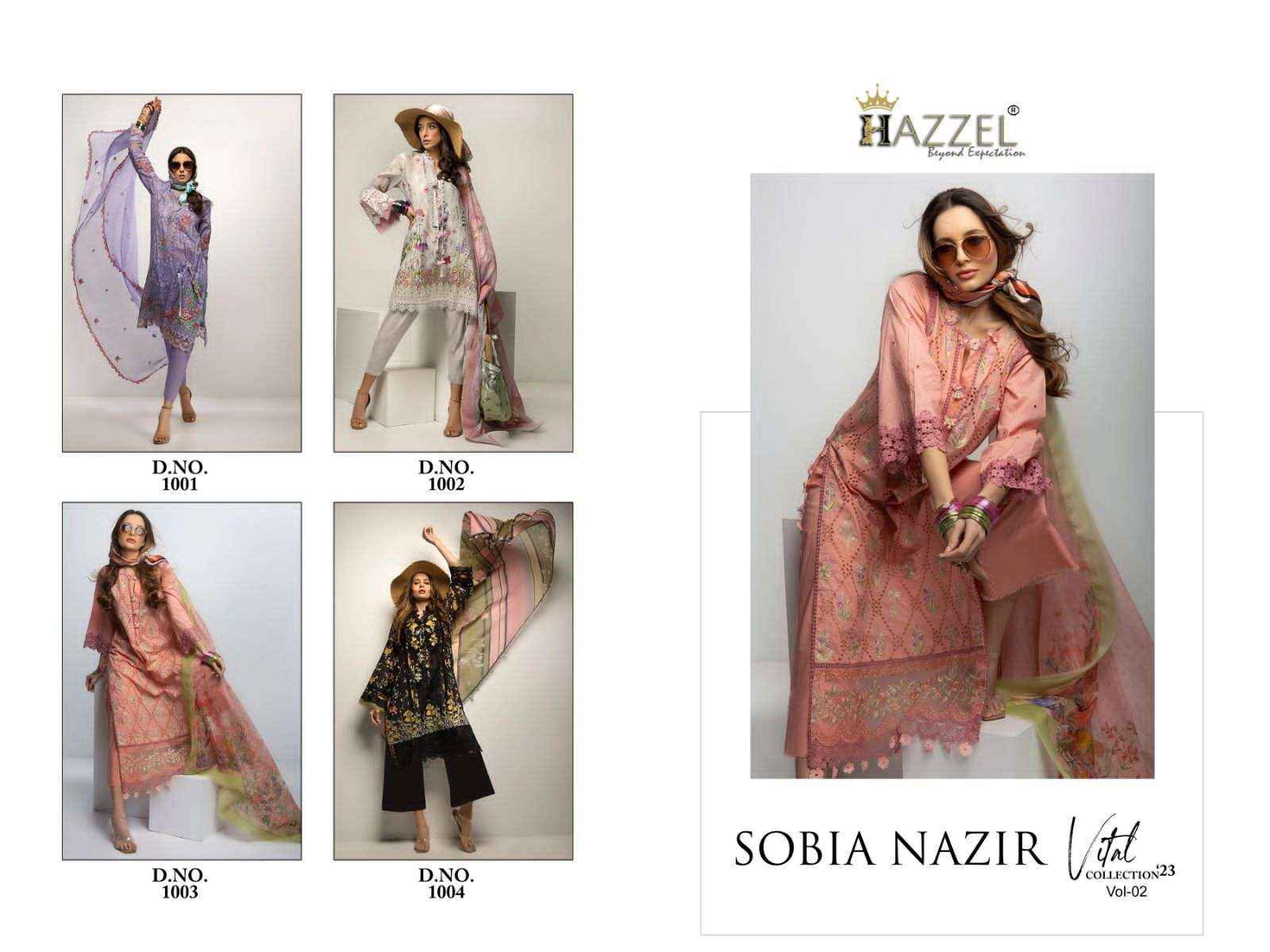 Hazzel Sobia Nazir Vital Collection 23 Vol 2 Cotton Dress Material 4 pcs Catalogue ( Chiffon Dupatta )