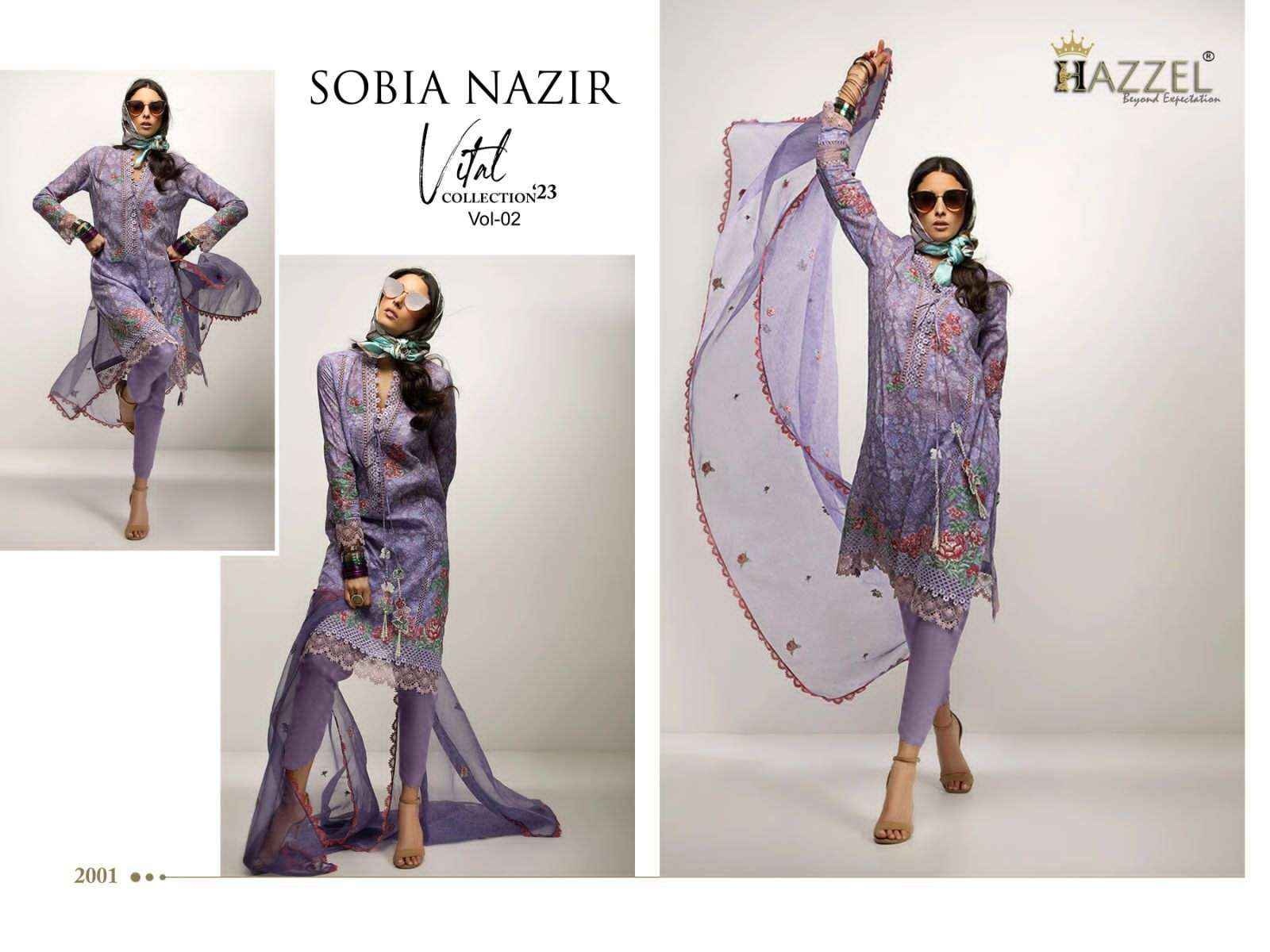 Hazzel Sobia Nazir Vital Collection 23 Vol 2 Cotton Dress Material 4 pcs Catalogue ( Chiffon Dupatta )