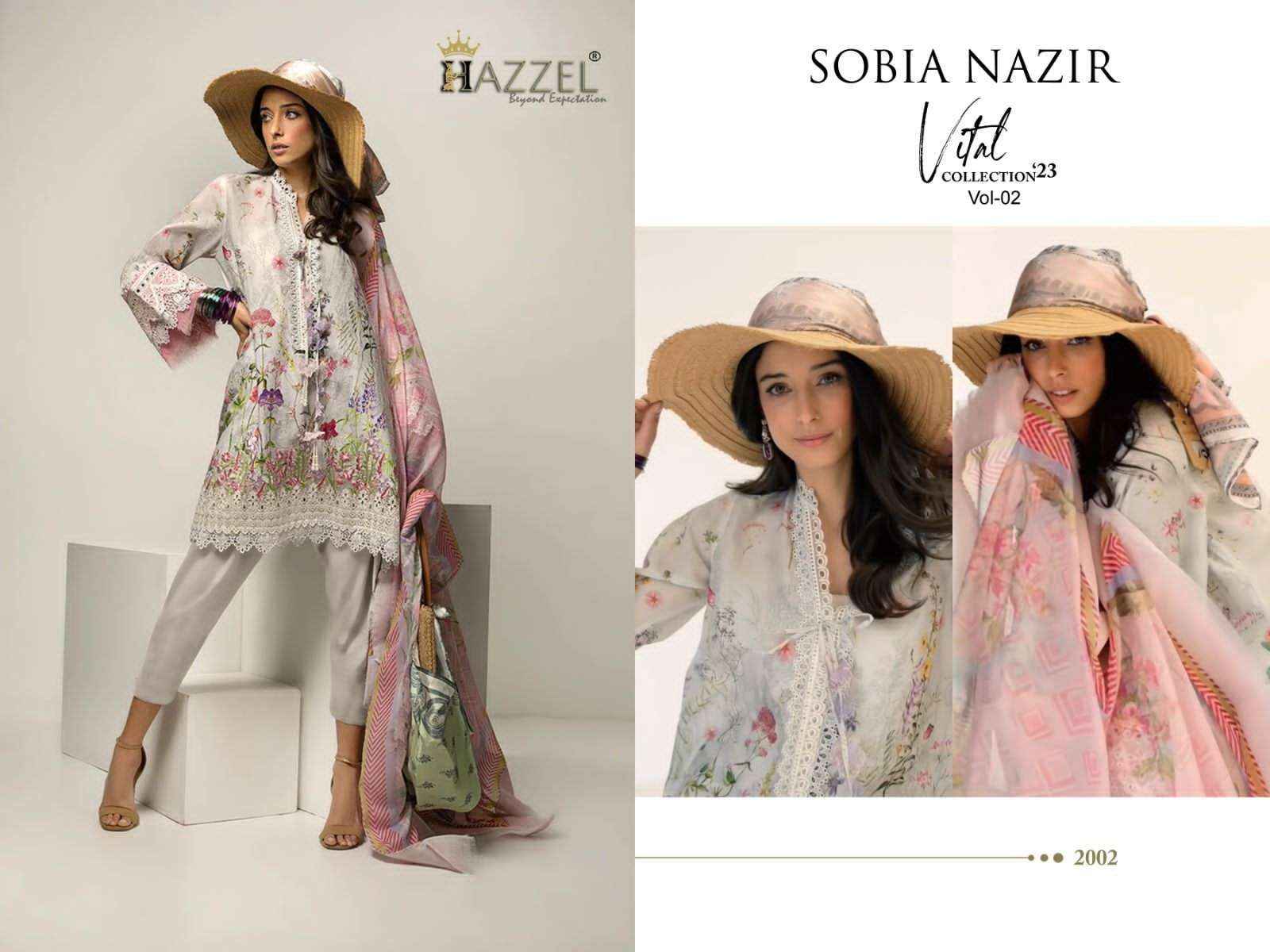 Hazzel Sobia Nazir Vital Collection 23 Vol 2 Cotton Dress Material 4 pcs Catalogue ( Chiffon Dupatta )
