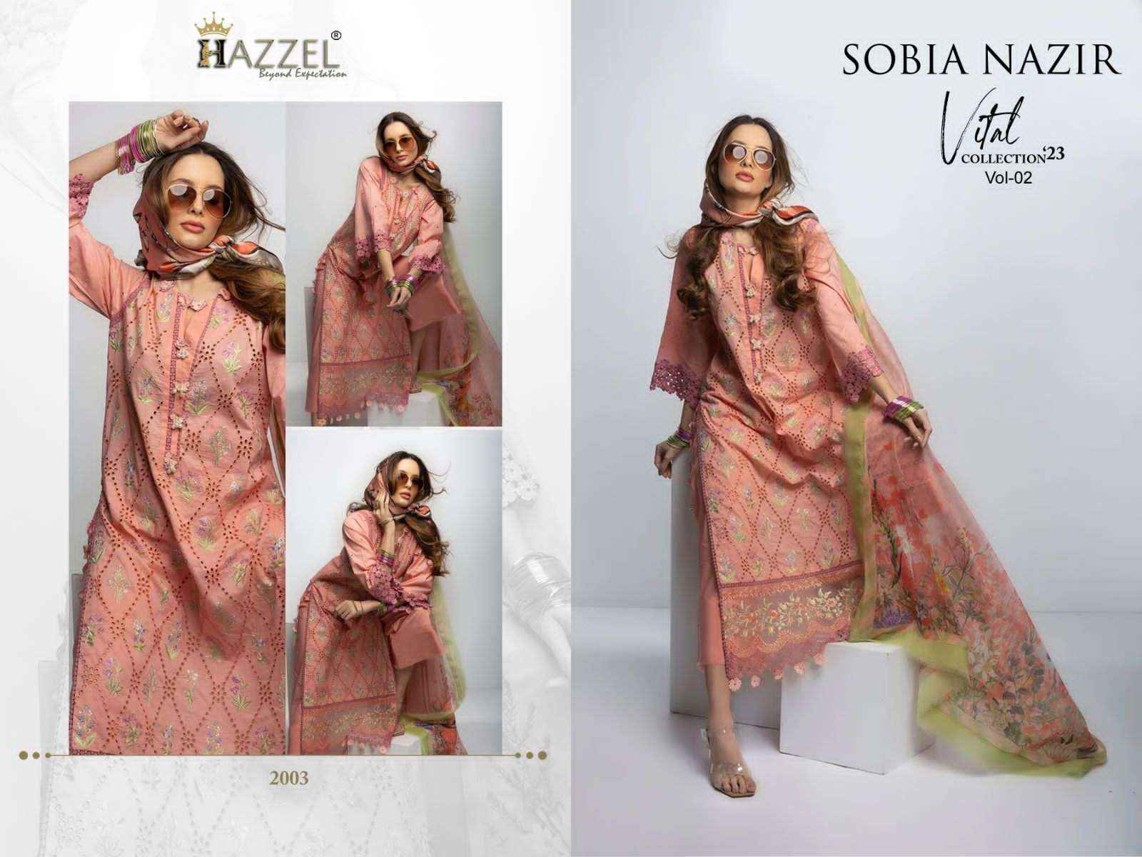 Hazzel Sobia Nazir Vital Collection 23 Vol 2 Cotton Dress Material 4 pcs Catalogue ( Chiffon Dupatta )