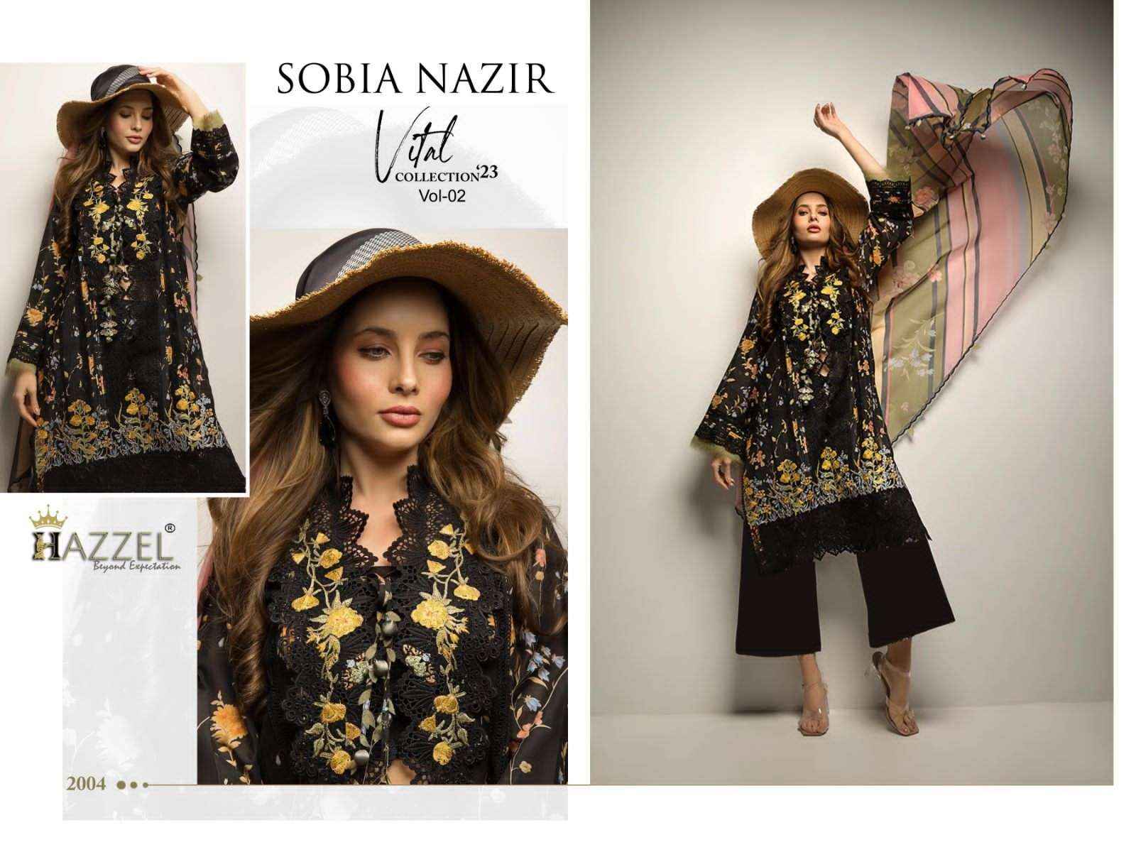 Hazzel Sobia Nazir Vital Collection 23 Vol 2 Cotton Dress Material 4 pcs Catalogue ( Chiffon Dupatta )