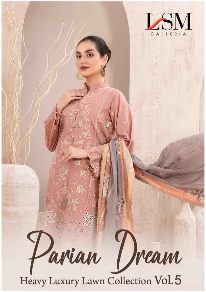 LSM Galleria Parian Dream Vol 5 Lawn Cotton Dress Material 6 pcs Catalogue - surat wholesale market