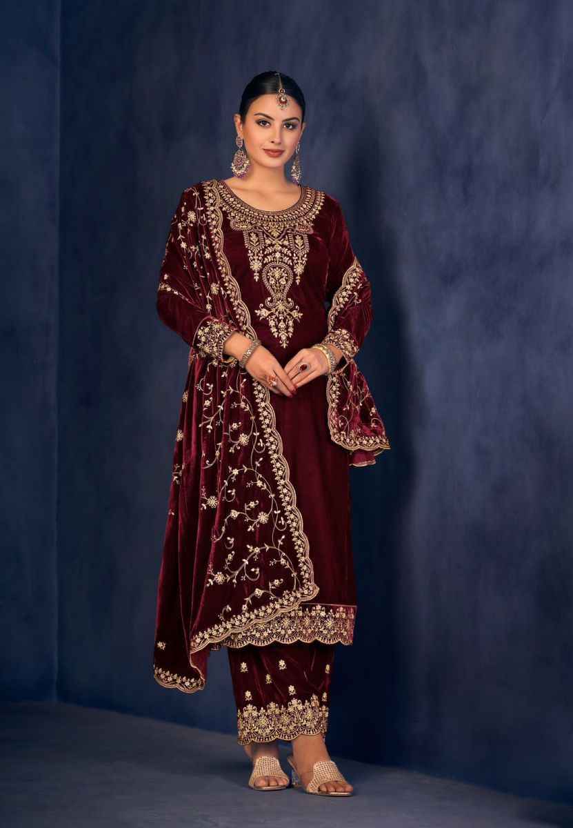 Mumtaz Arts Hasrat Velvet Dress Material 4 pcs Catalogue - Surat Wholesale Market