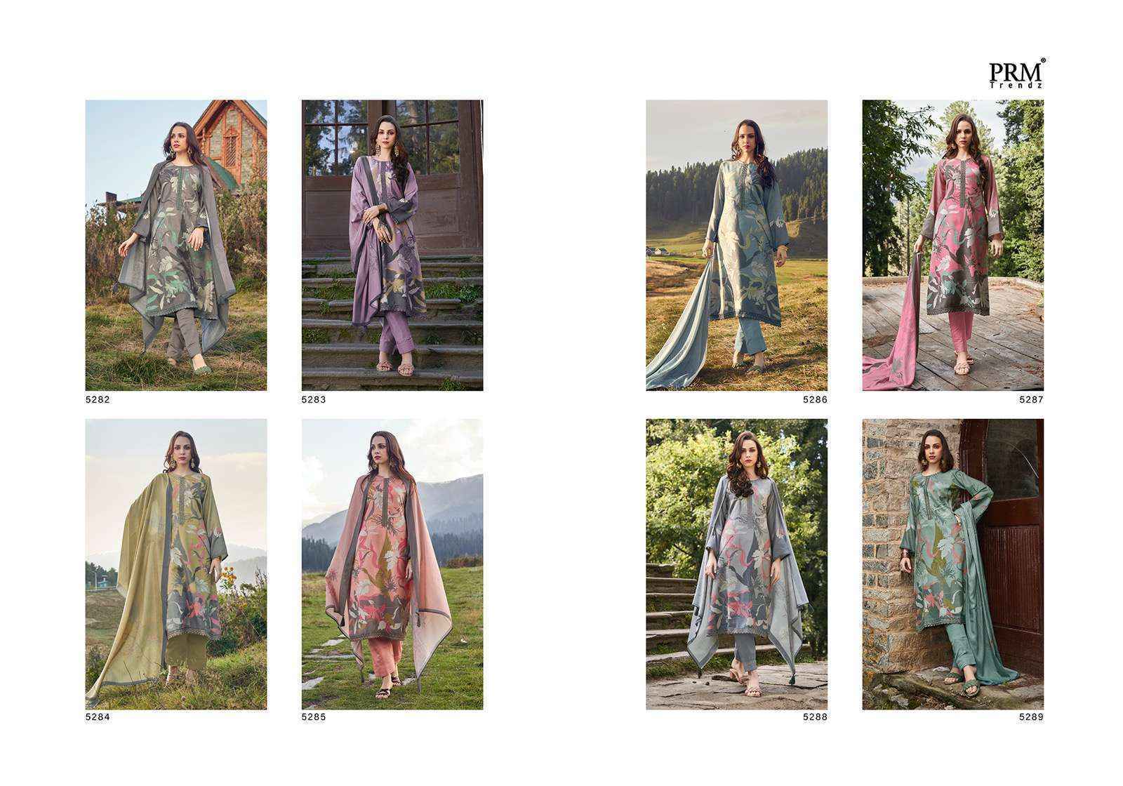 PRM Trendz Vaari Pashmina Dress Material 8 pcs Catalogue - Surat Wholesale Market