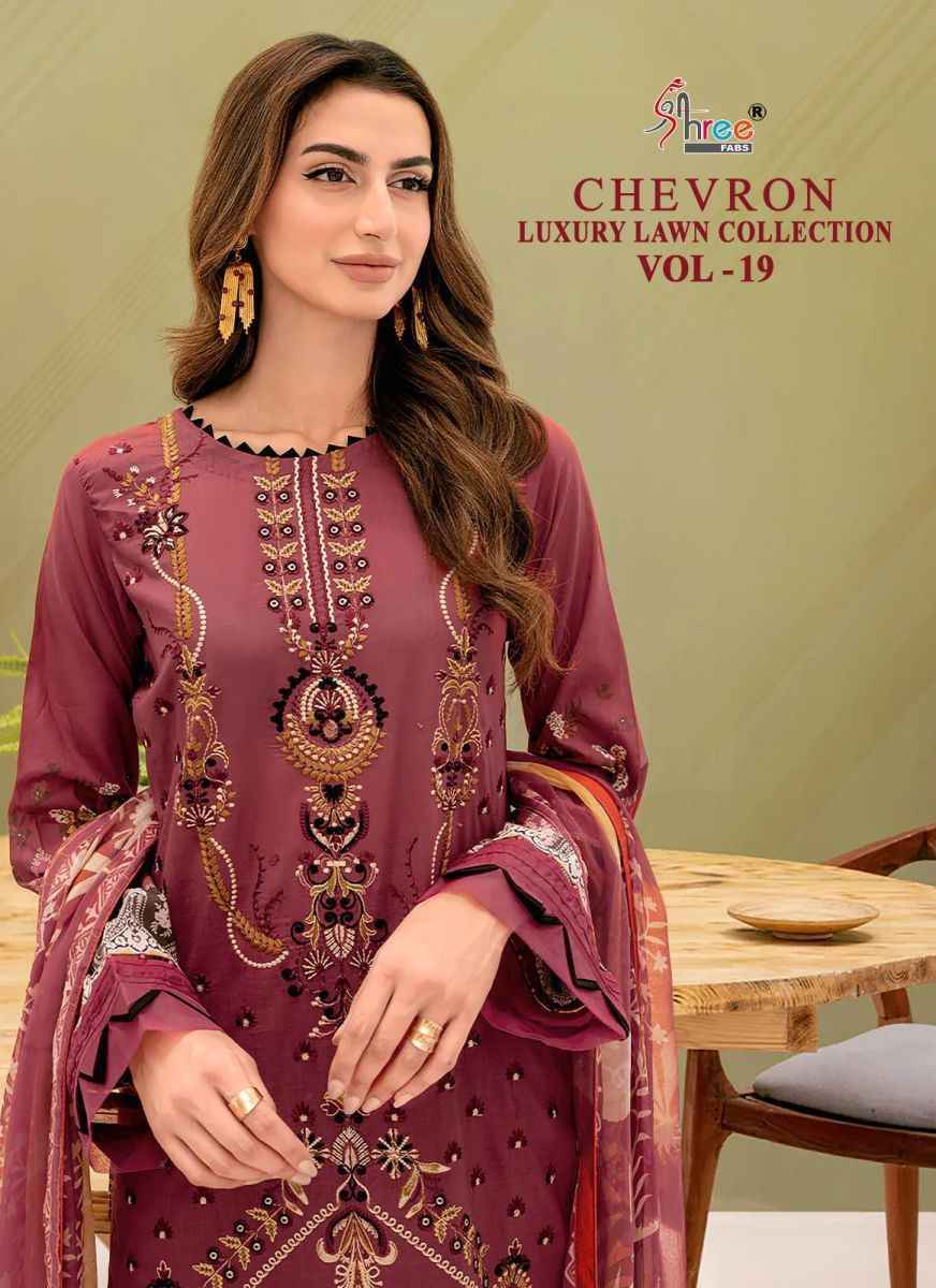 Shree Fabs Chevron Vol 19 Lawn Cotton Dress Material 8 pcs Catalogue - Surat Wholesale Market