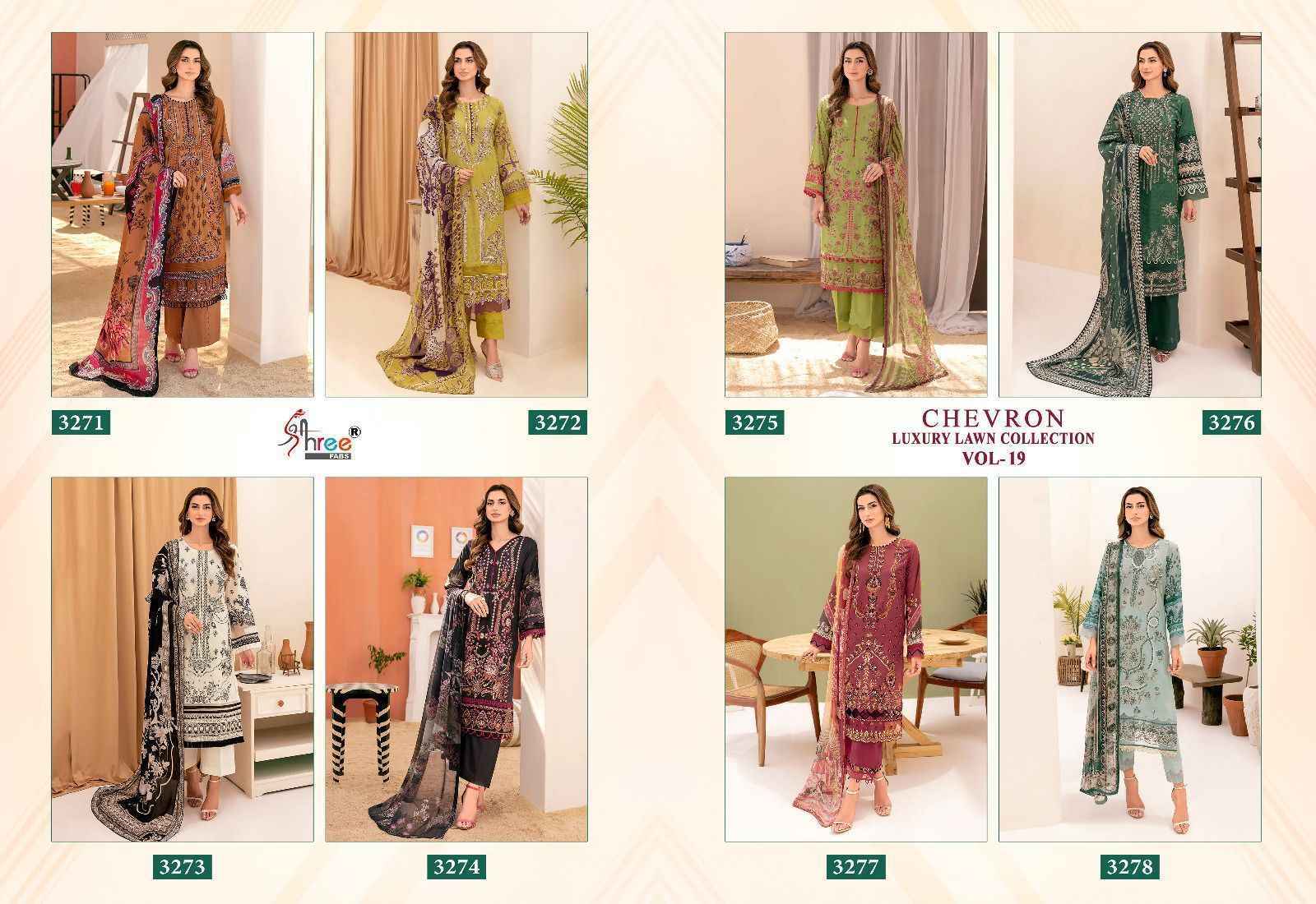 Shree Fabs Chevron Vol 19 Lawn Cotton Dress Material 8 pcs Catalogue - Surat Wholesale Market