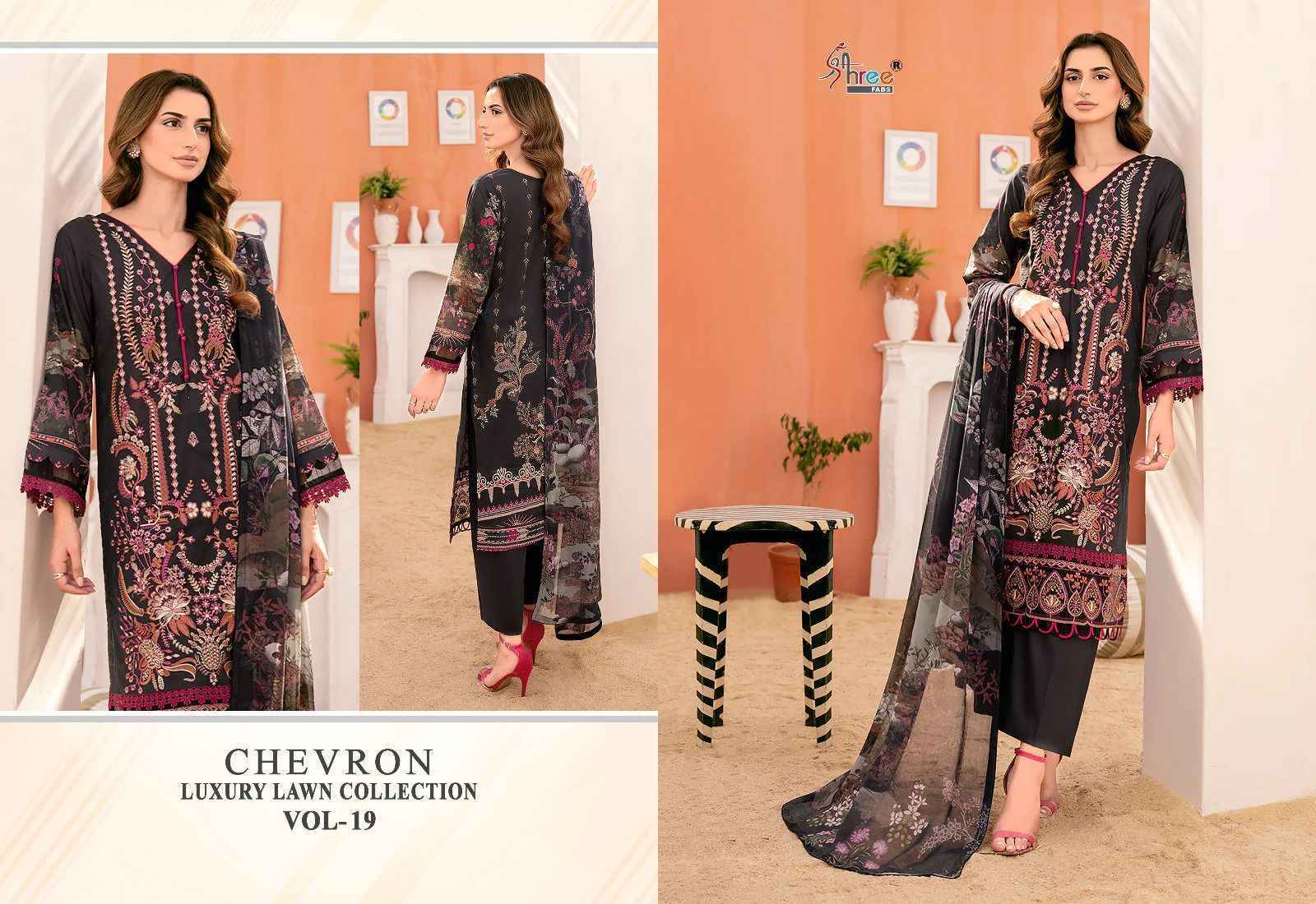 Shree Fabs Chevron Vol 19 Lawn Cotton Dress Material 8 pcs Catalogue - Surat Wholesale Market