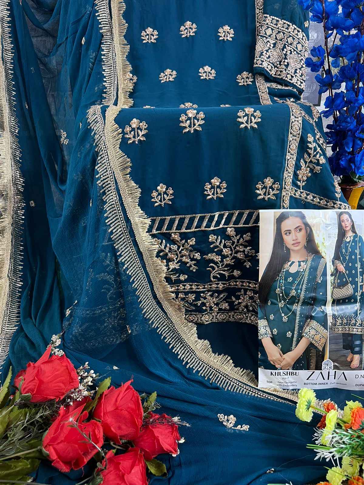 Zaha Khushbu Vol 7 Georgette Dress Material 3 pcs Catalogue - Surat Wholesale Market