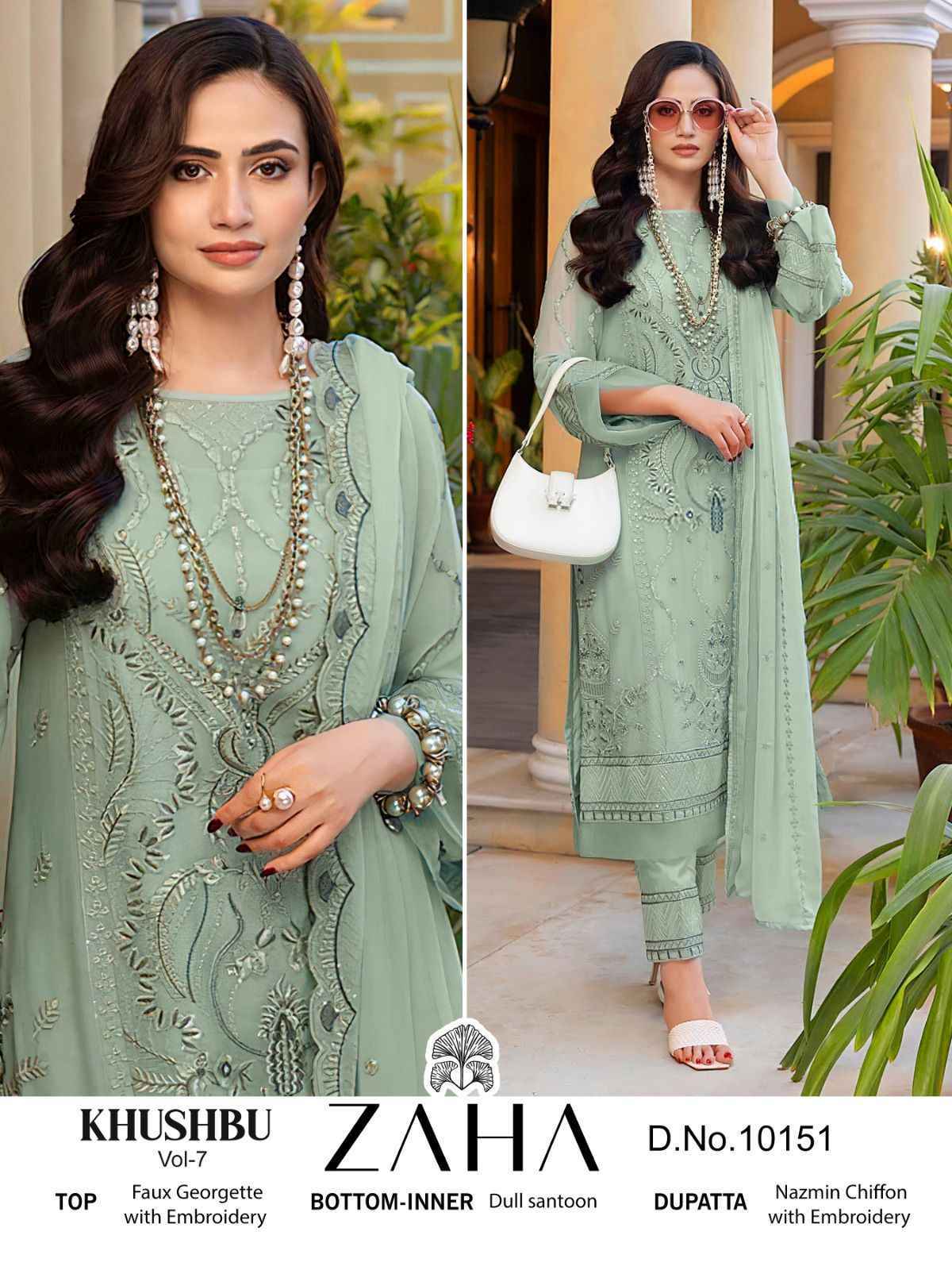 Zaha Khushbu Vol 7 Georgette Dress Material 3 pcs Catalogue - Surat Wholesale Market