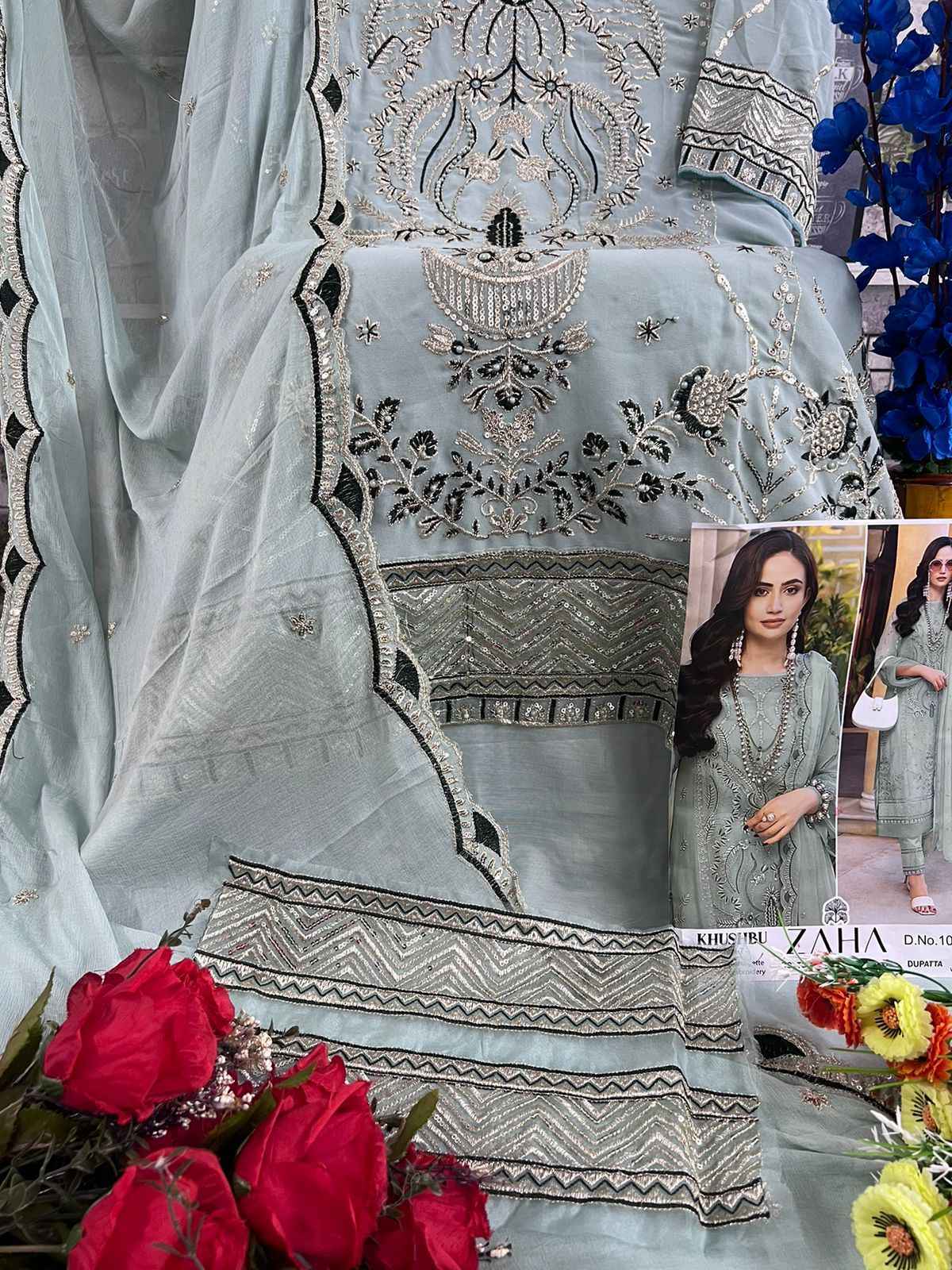 Zaha Khushbu Vol 7 Georgette Dress Material 3 pcs Catalogue - Surat Wholesale Market