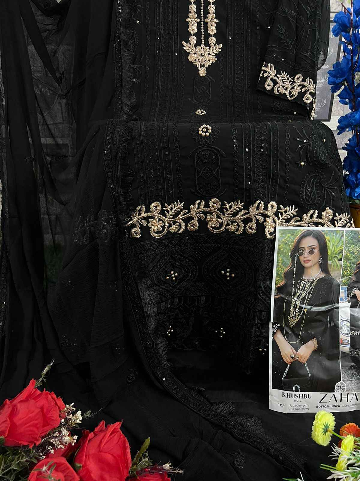 Zaha Khushbu Vol 7 Georgette Dress Material 3 pcs Catalogue - Surat Wholesale Market