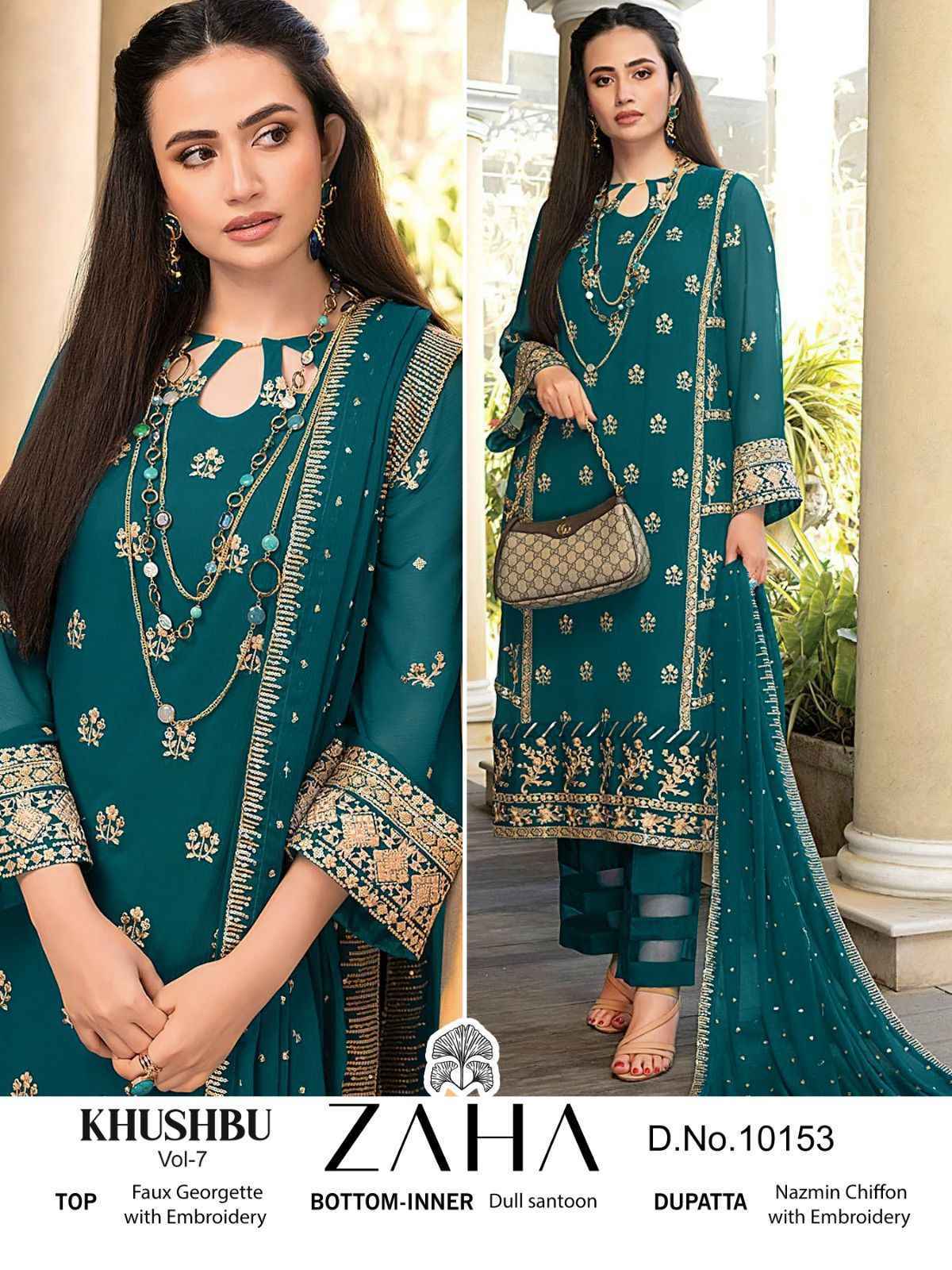Zaha Khushbu Vol 7 Georgette Dress Material 3 pcs Catalogue - Surat Wholesale Market