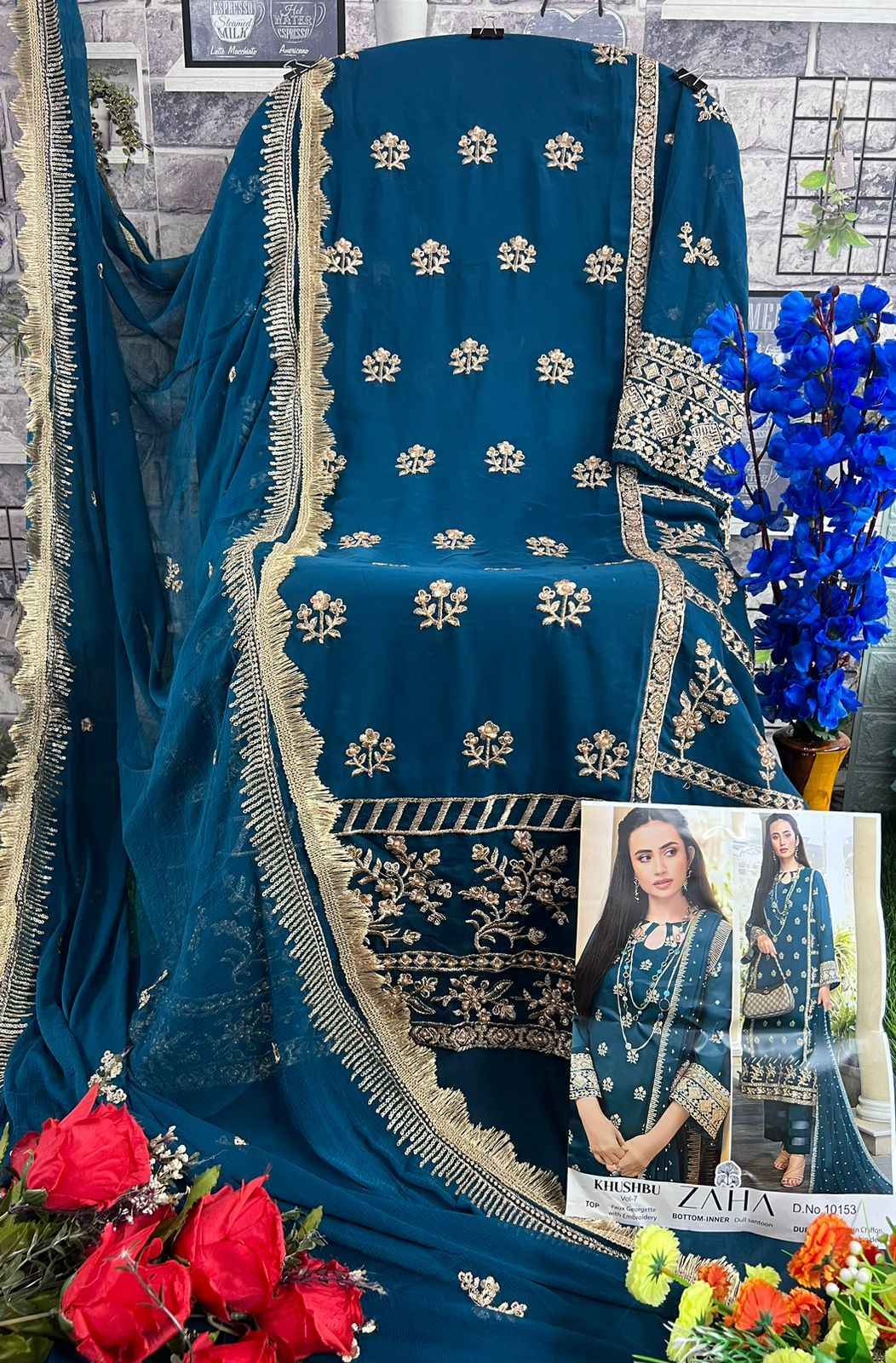Zaha Khushbu Vol 7 Georgette Dress Material 3 pcs Catalogue - Surat Wholesale Market