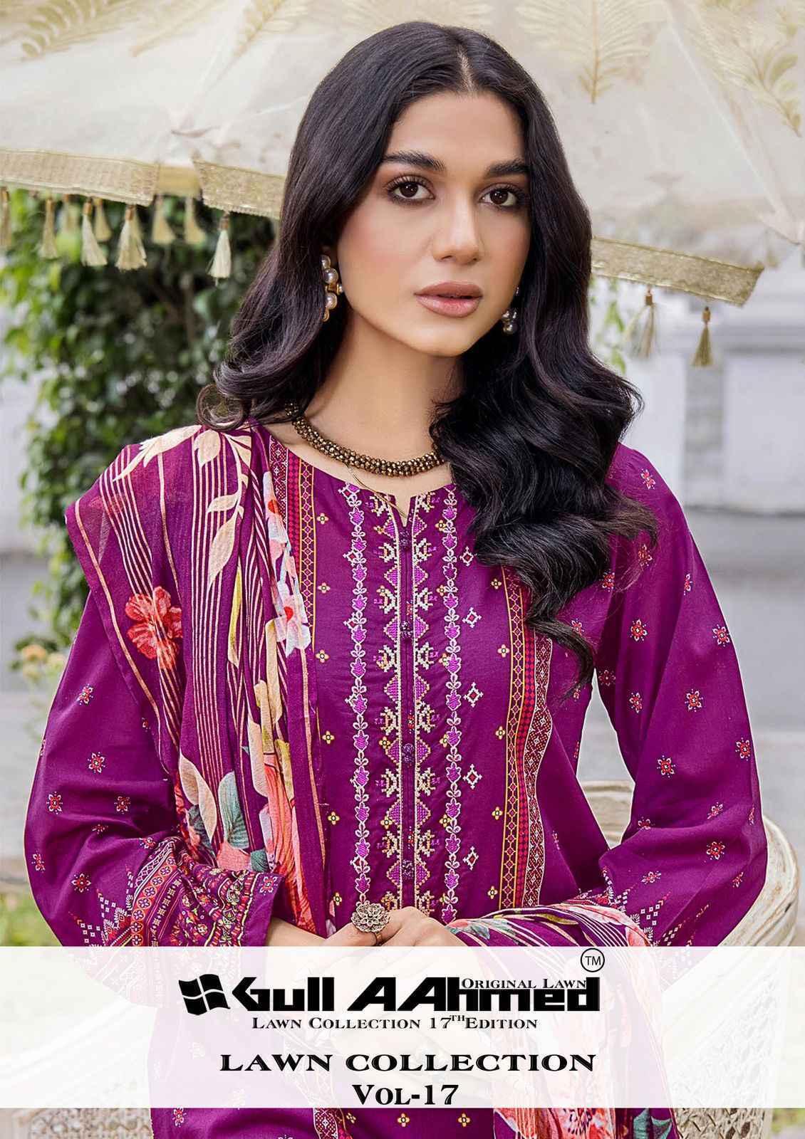 Gull Aahmed Lawn Collection Vol 17 Lawn Cotton Dress Material ( 6 pcs Set )