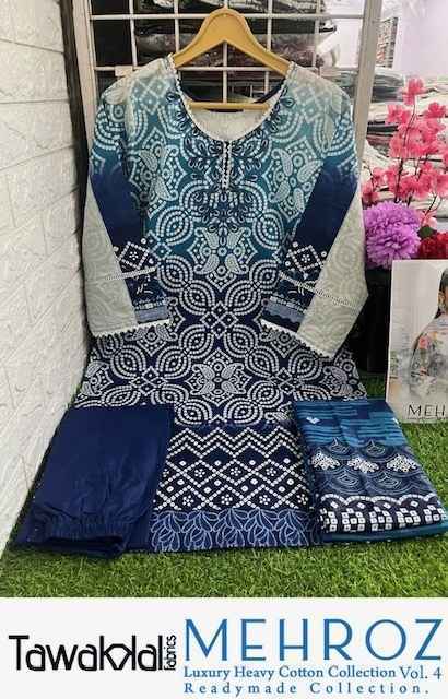Mehroz Vol 4 by Tawakkal Readymade Cotton Dress 10 pcs Catalogue