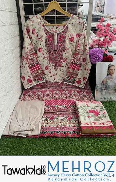 Mehroz Vol 4 by Tawakkal Readymade Cotton Dress 10 pcs Catalogue