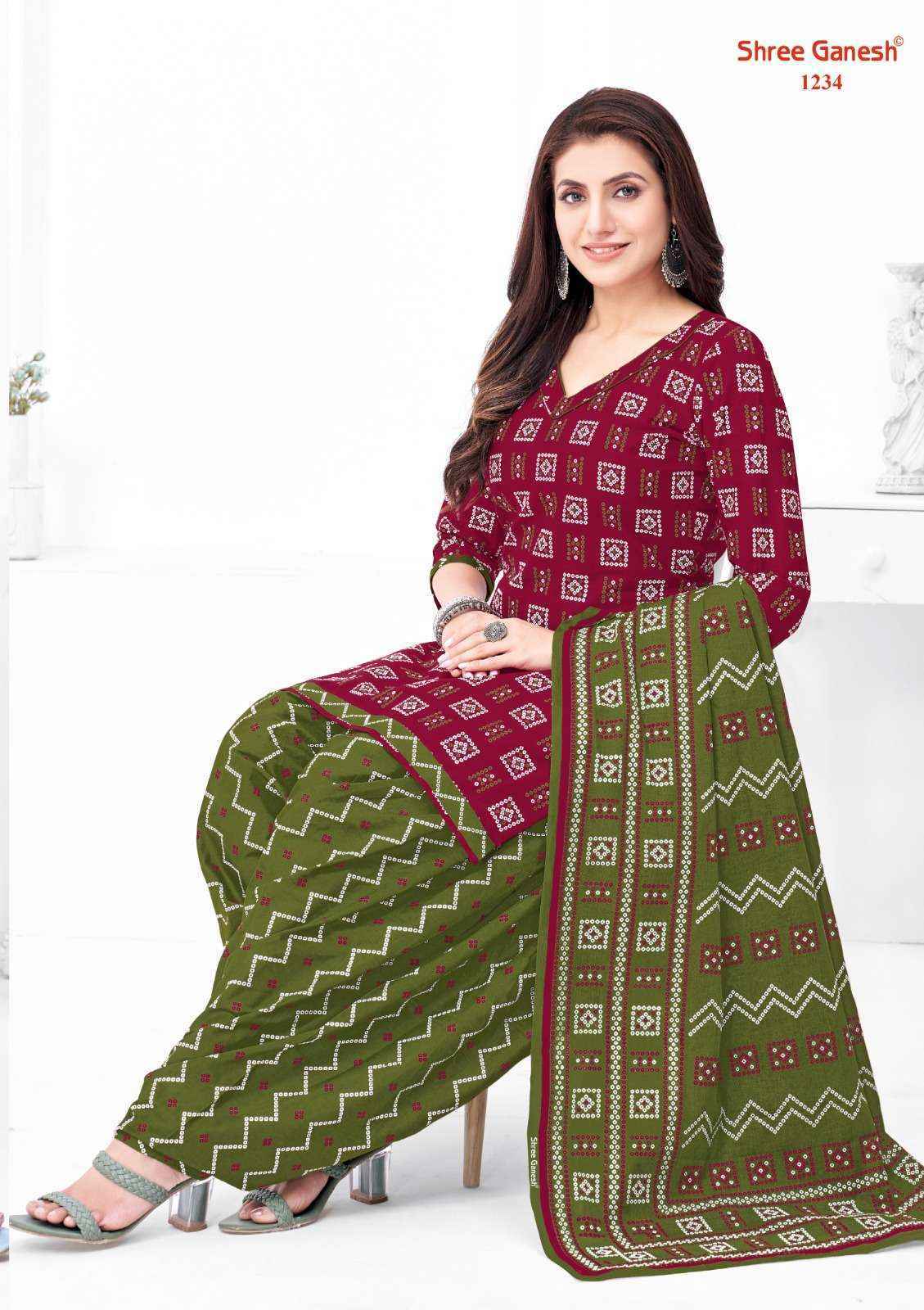 Shree Ganesh Bandhani Vol 2 Cotton Dress Material ( 15 pcs Set )