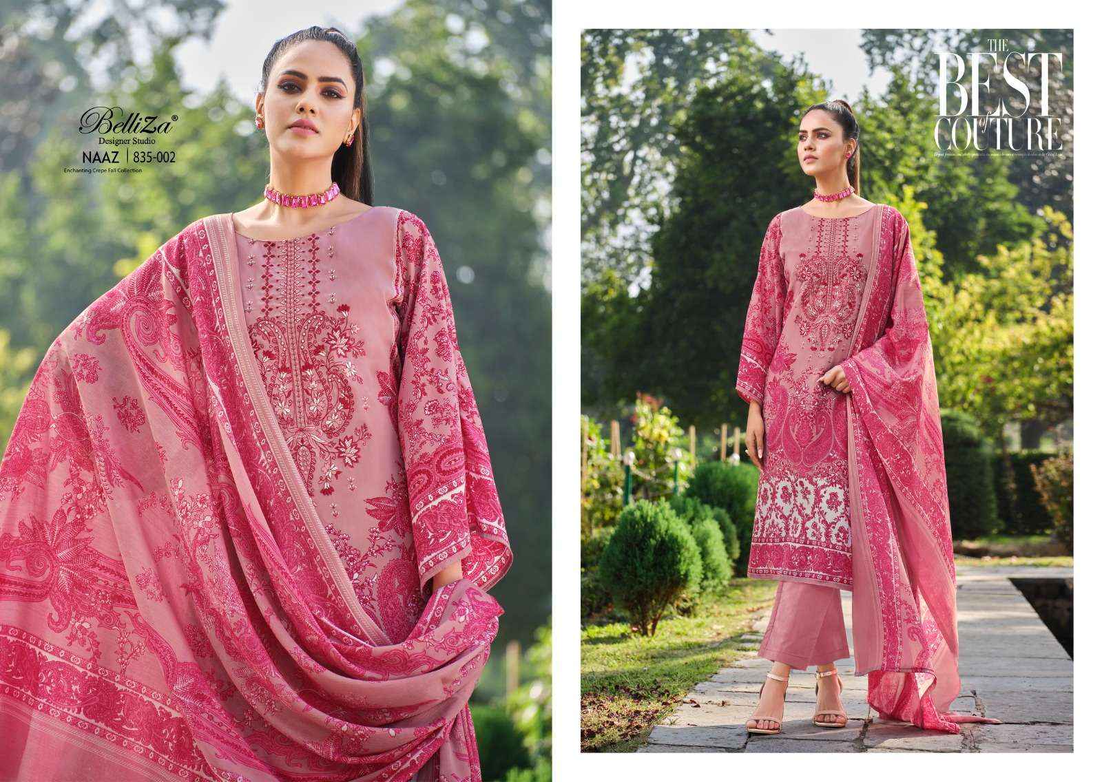 BELLIZA DESIGNER STUDIO NAAZ CREPE SUIT - SURAT WHOLESALE MARKET