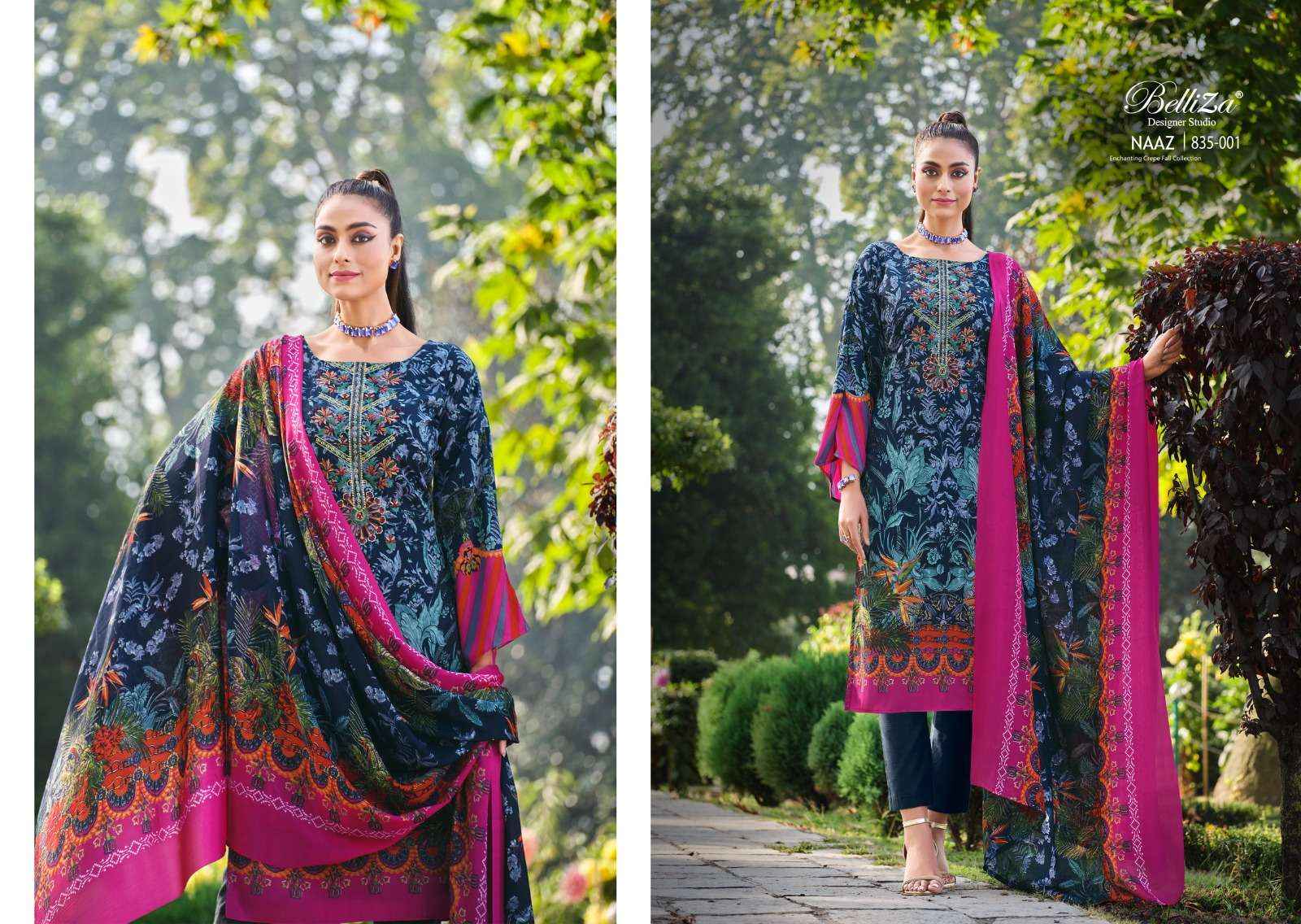 BELLIZA DESIGNER STUDIO NAAZ CREPE SUIT - SURAT WHOLESALE MARKET