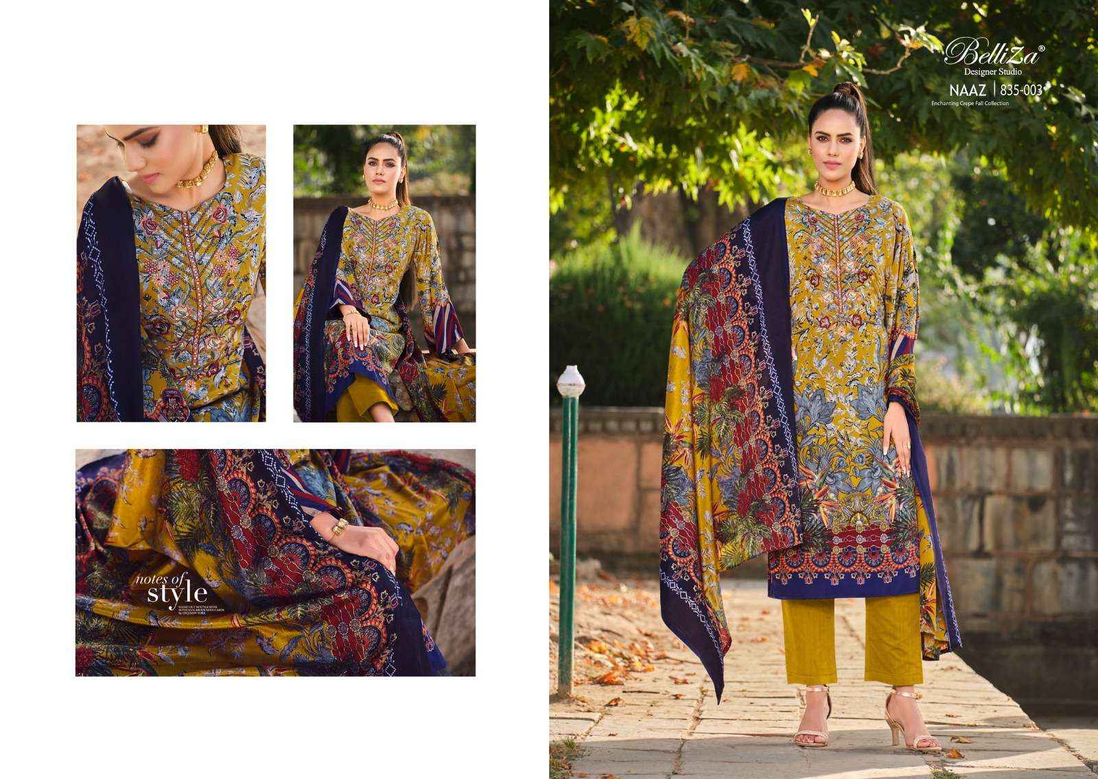 BELLIZA DESIGNER STUDIO NAAZ CREPE SUIT - SURAT WHOLESALE MARKET