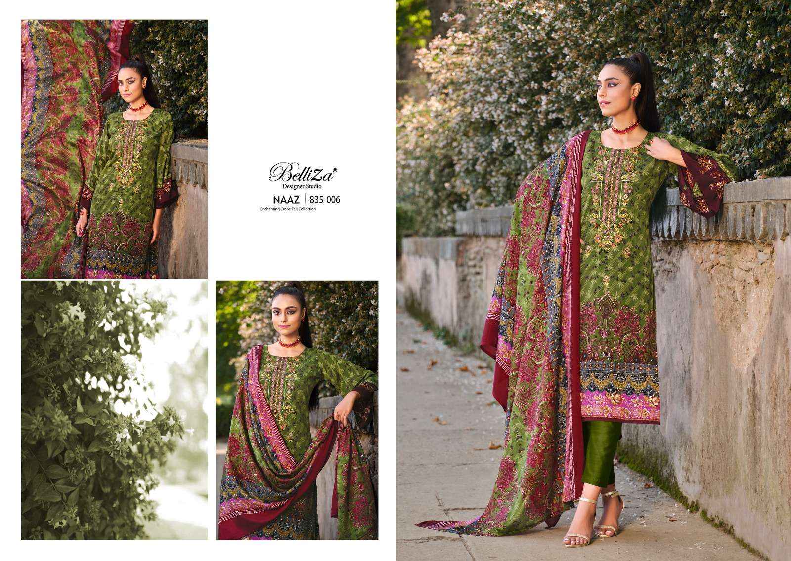 BELLIZA DESIGNER STUDIO NAAZ CREPE SUIT - SURAT WHOLESALE MARKET