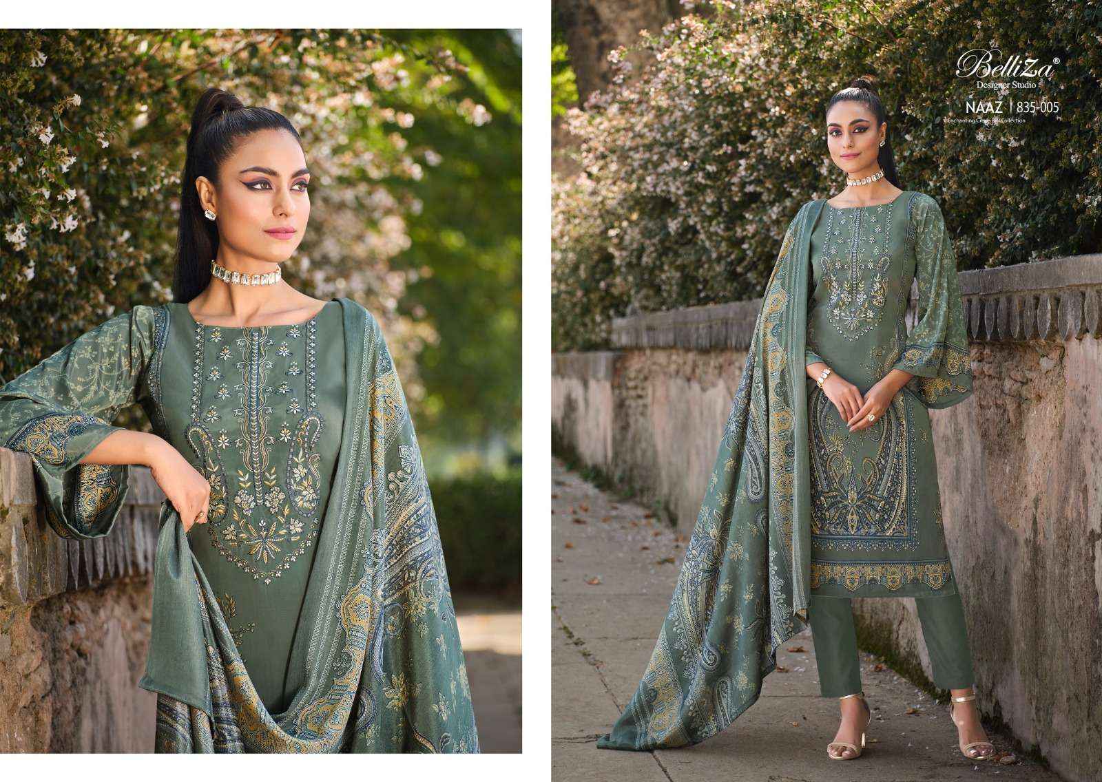 BELLIZA DESIGNER STUDIO NAAZ CREPE SUIT - SURAT WHOLESALE MARKET