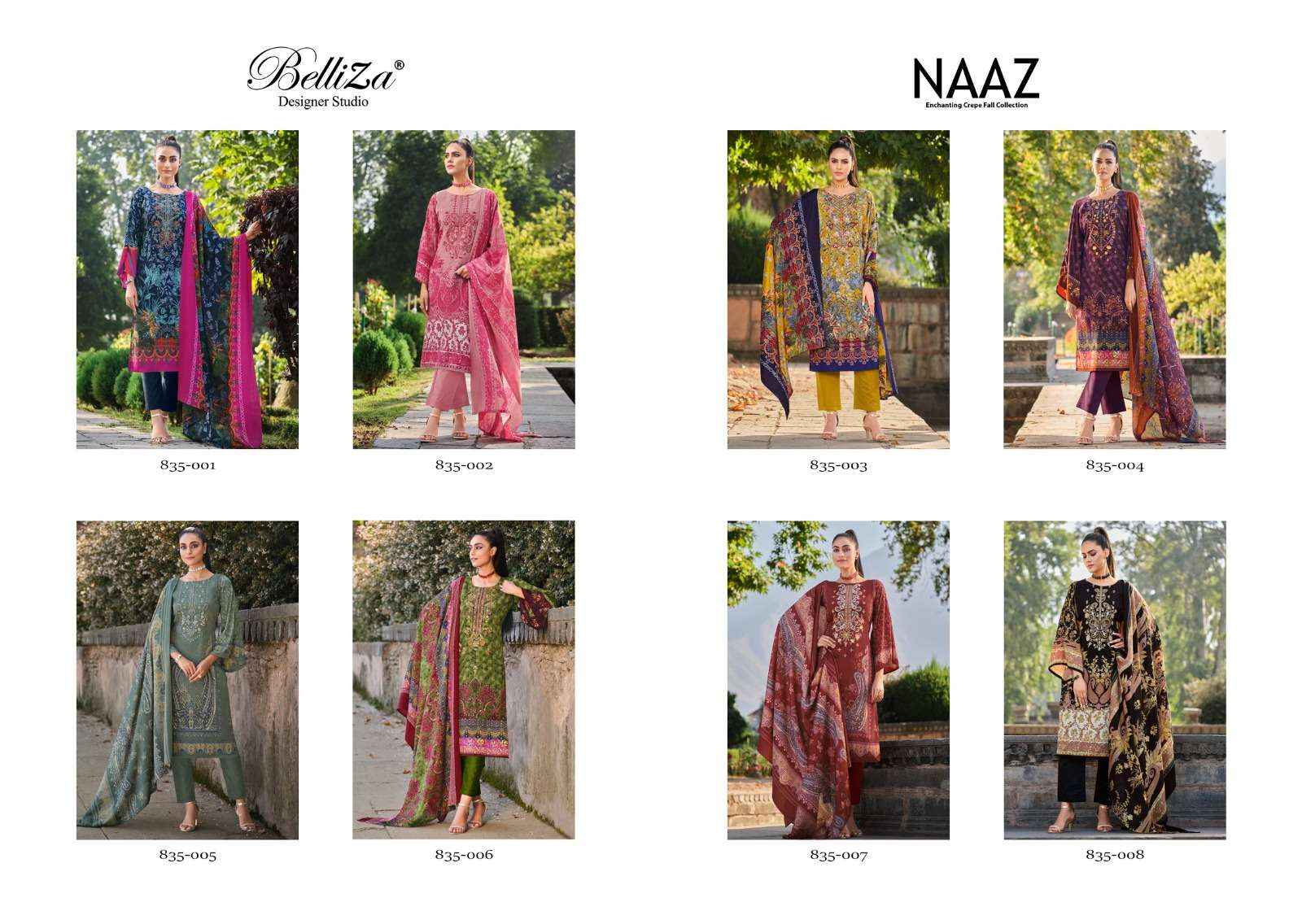 BELLIZA DESIGNER STUDIO NAAZ CREPE SUIT - SURAT WHOLESALE MARKET