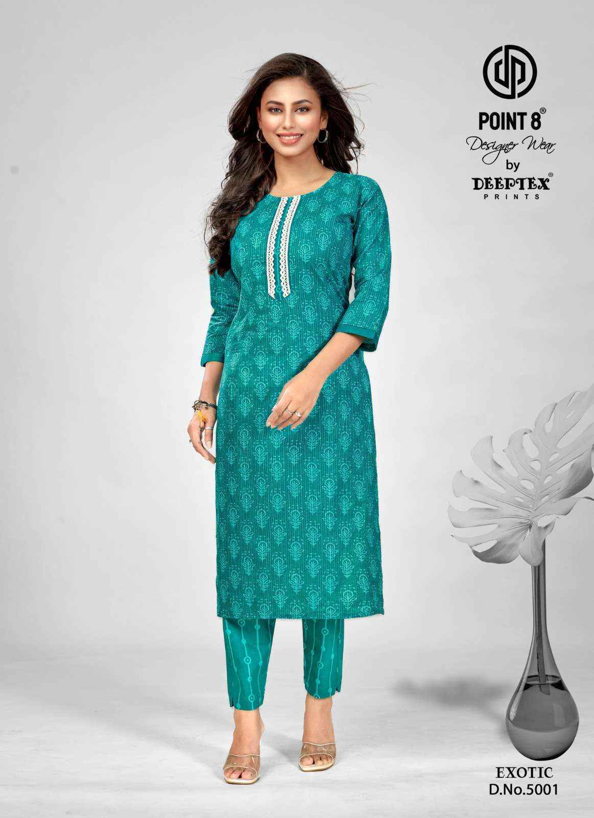 DEEPTEX PRINTS EXOTIC VOL 5 COTTON KURTI WITH PANT SET