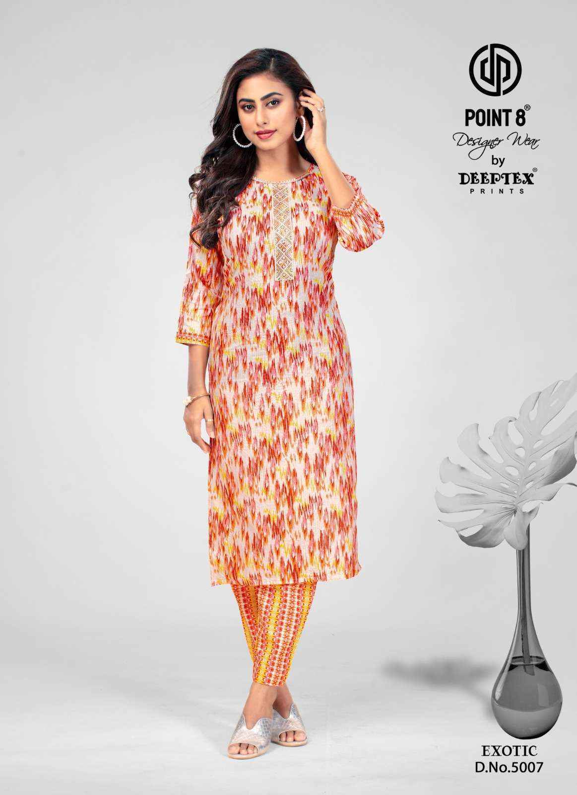 DEEPTEX PRINTS EXOTIC VOL 5 COTTON KURTI WITH PANT SET