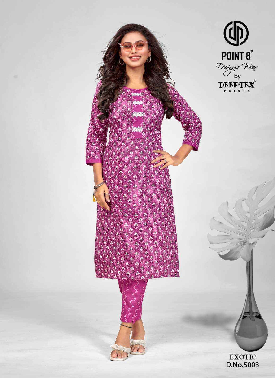 DEEPTEX PRINTS EXOTIC VOL 5 COTTON KURTI WITH PANT SET