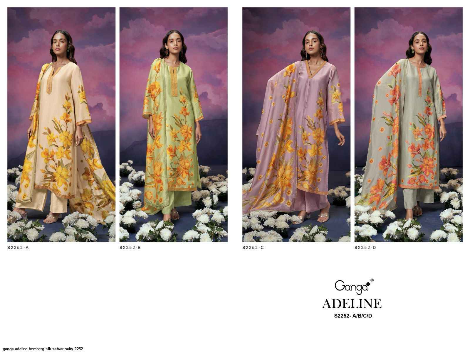 GANGA ADELINE 2252 BEMBERG SILK SALWAR SUITS - 7069887788