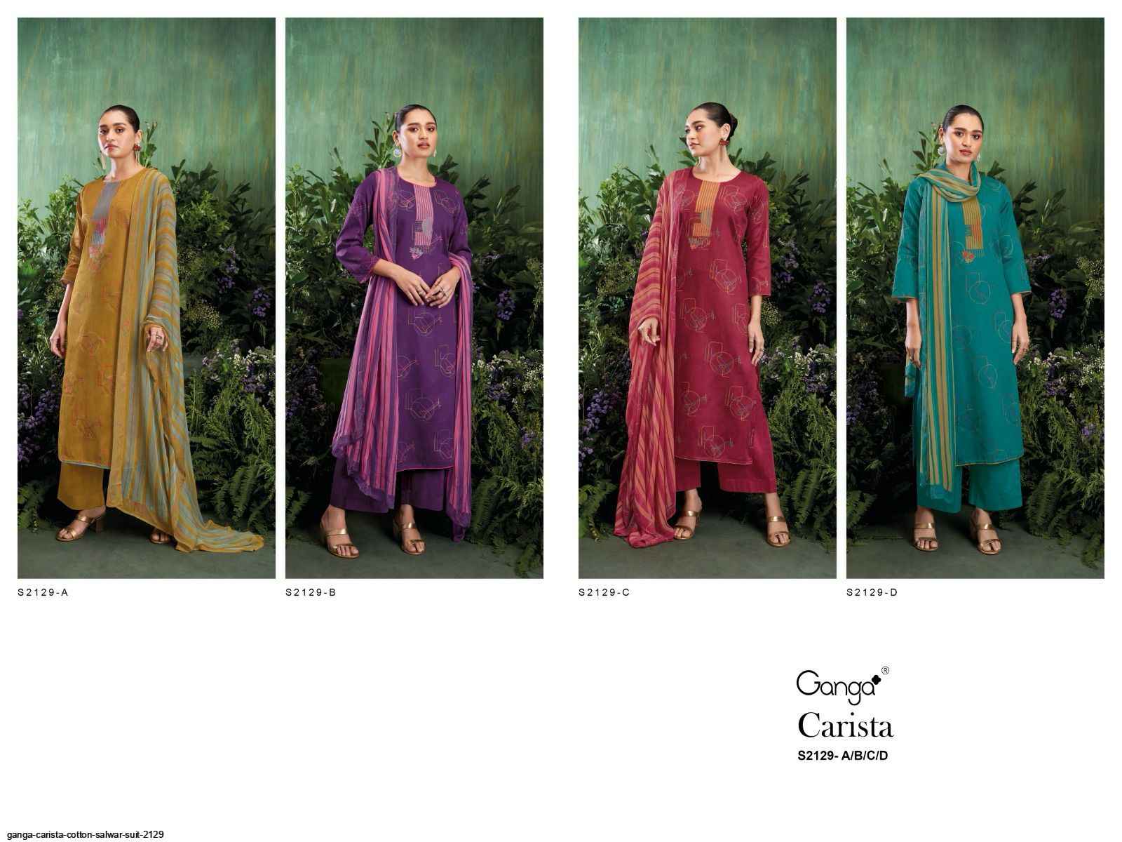 GANGA CARISTA 2129 COTTON SALWAR SUITS SURAT WHOLESALER