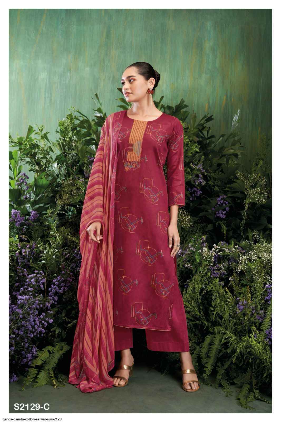 GANGA CARISTA 2129 COTTON SALWAR SUITS SURAT WHOLESALER