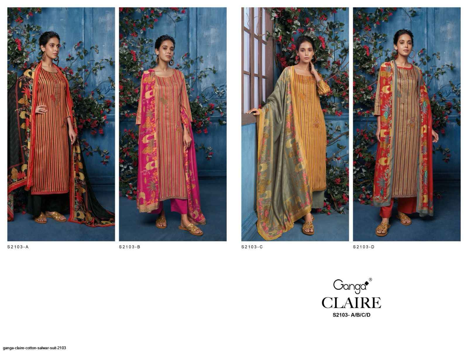 GANGA FASHION CLAIRE 2103 COTTON SALWAR SUITS - 7069887788