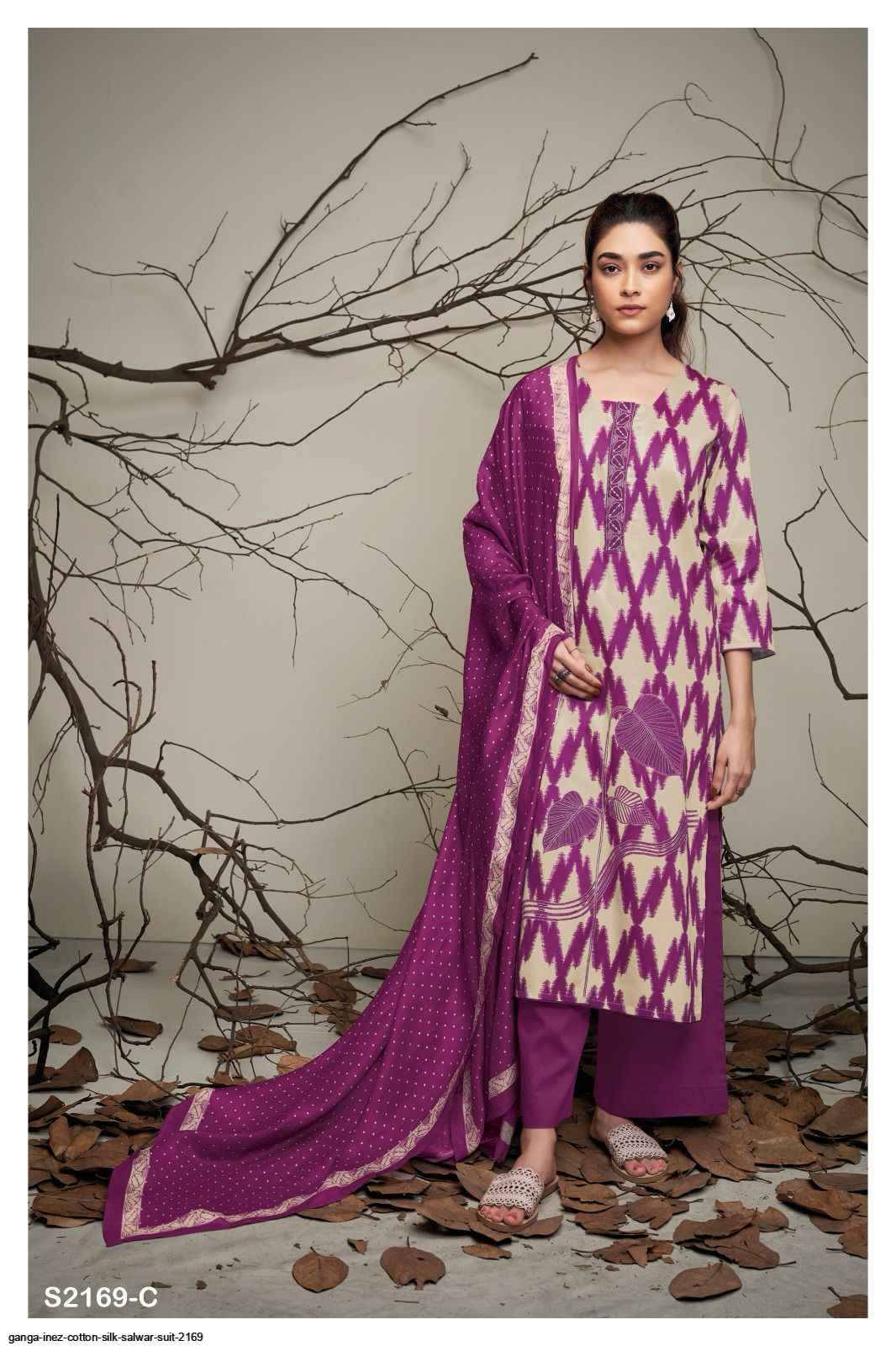 GANGA INEZ 2169 COTTON SILK SALWAR SUIT - 7069887788