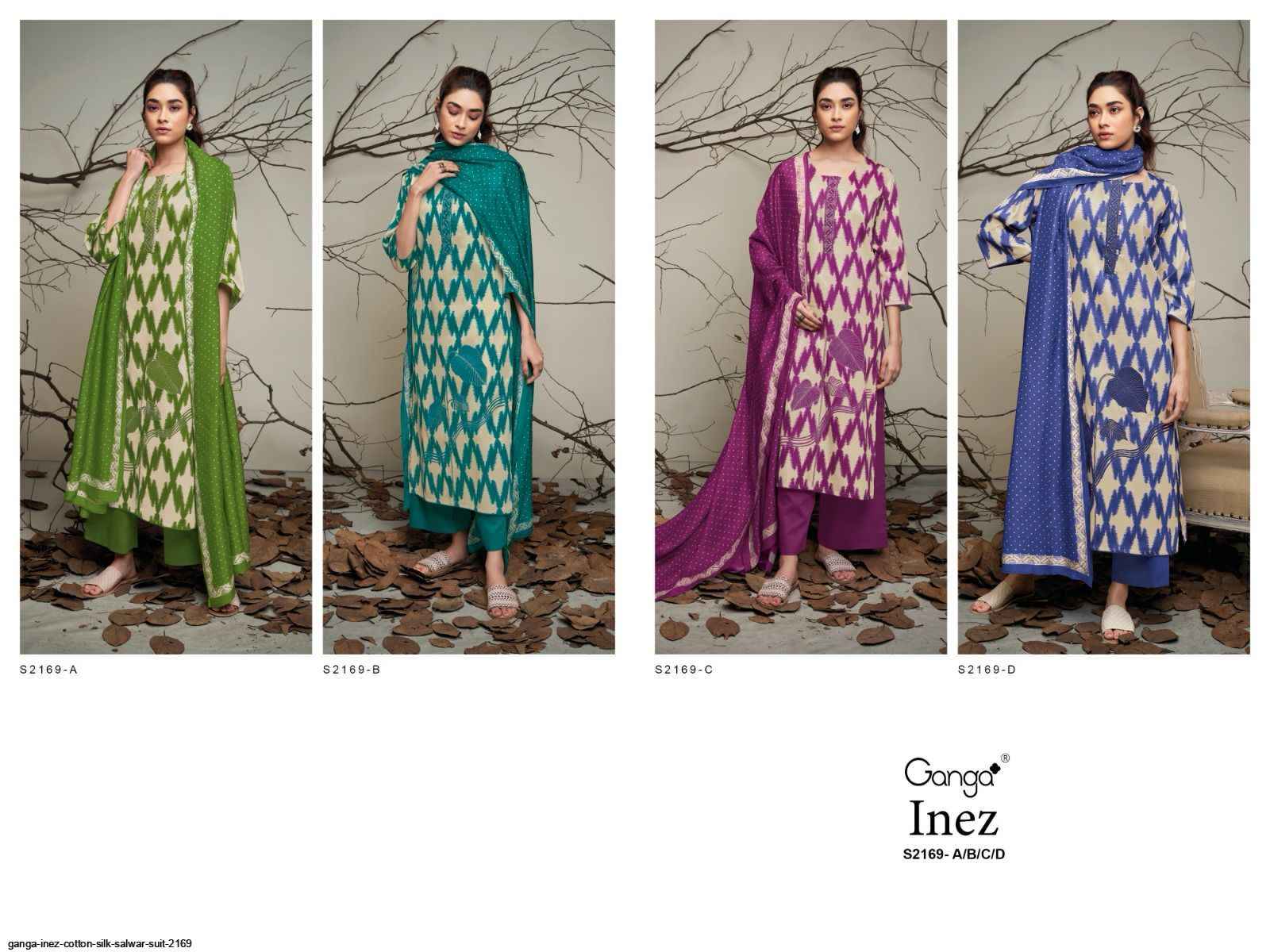 GANGA INEZ 2169 COTTON SILK SALWAR SUIT - 7069887788