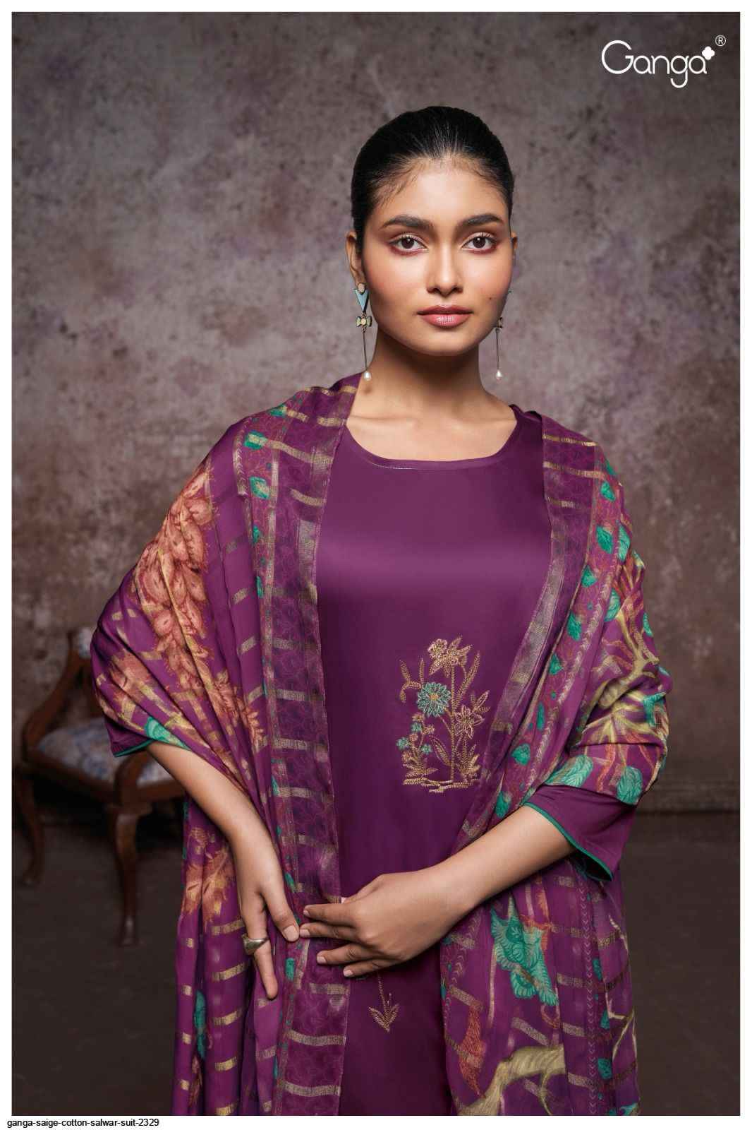 GANGA SUITS SAIGE 2329 COTTON DRESS MATERIAL ONLINE SHOPPING