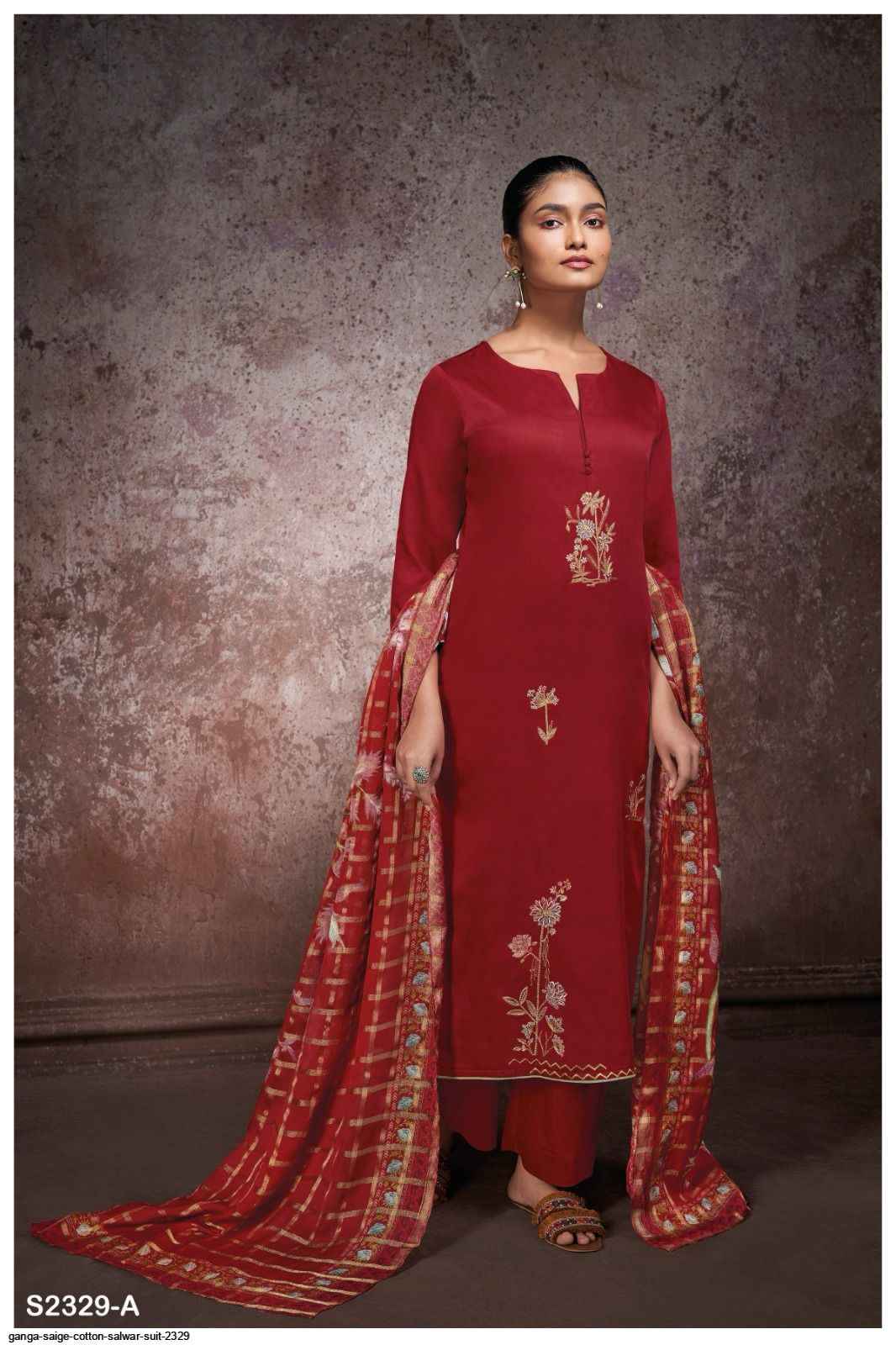 GANGA SUITS SAIGE 2329 COTTON DRESS MATERIAL ONLINE SHOPPING