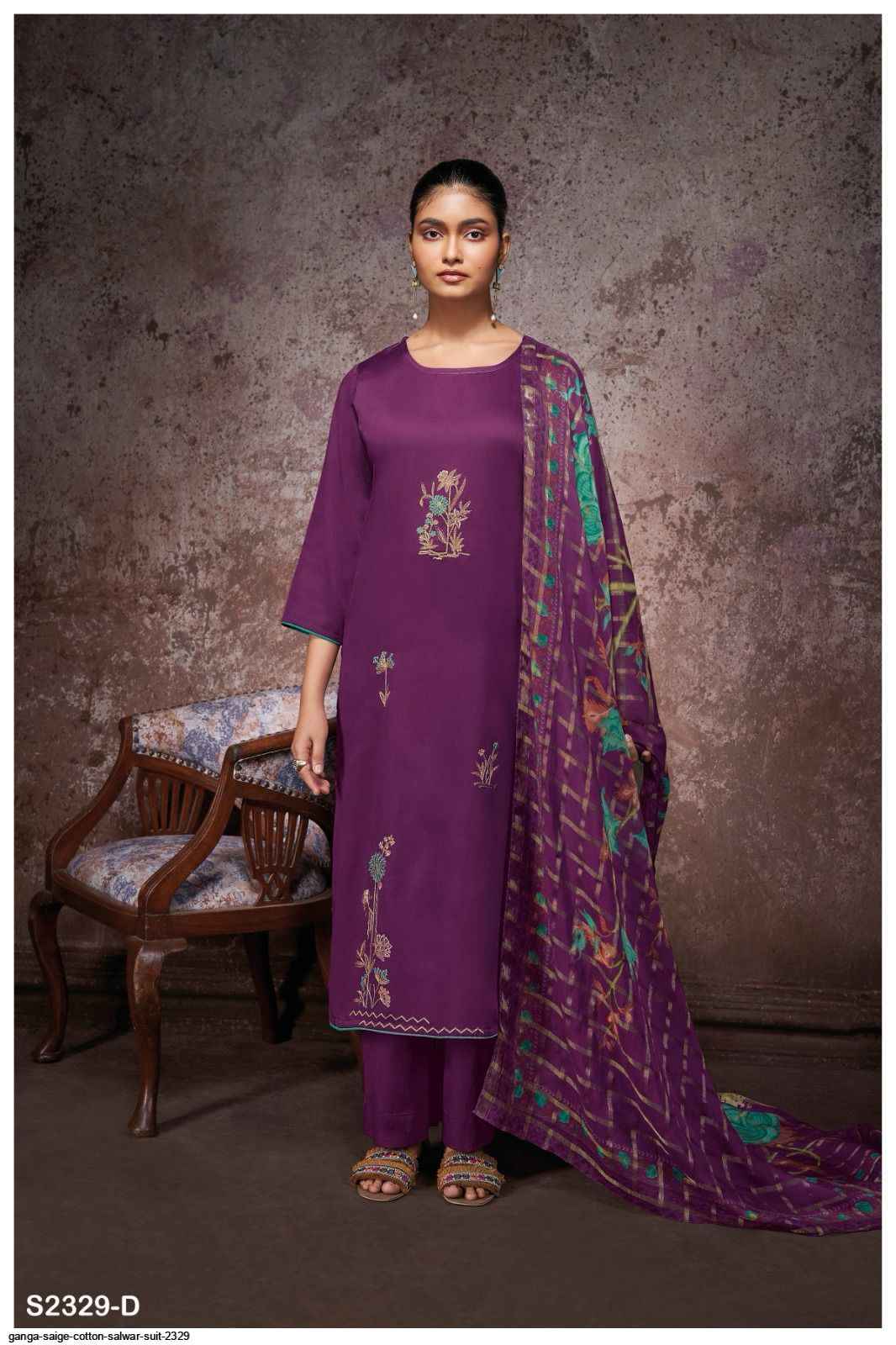 GANGA SUITS SAIGE 2329 COTTON DRESS MATERIAL ONLINE SHOPPING