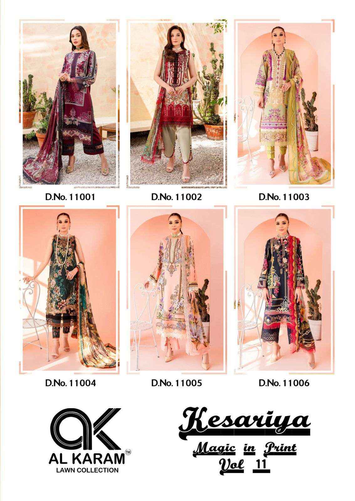 AL KARAM KESARIYA MAGIC IN PRINT VOL 11 PAKISTANI SUITS ( 6 PCS CATALOG )